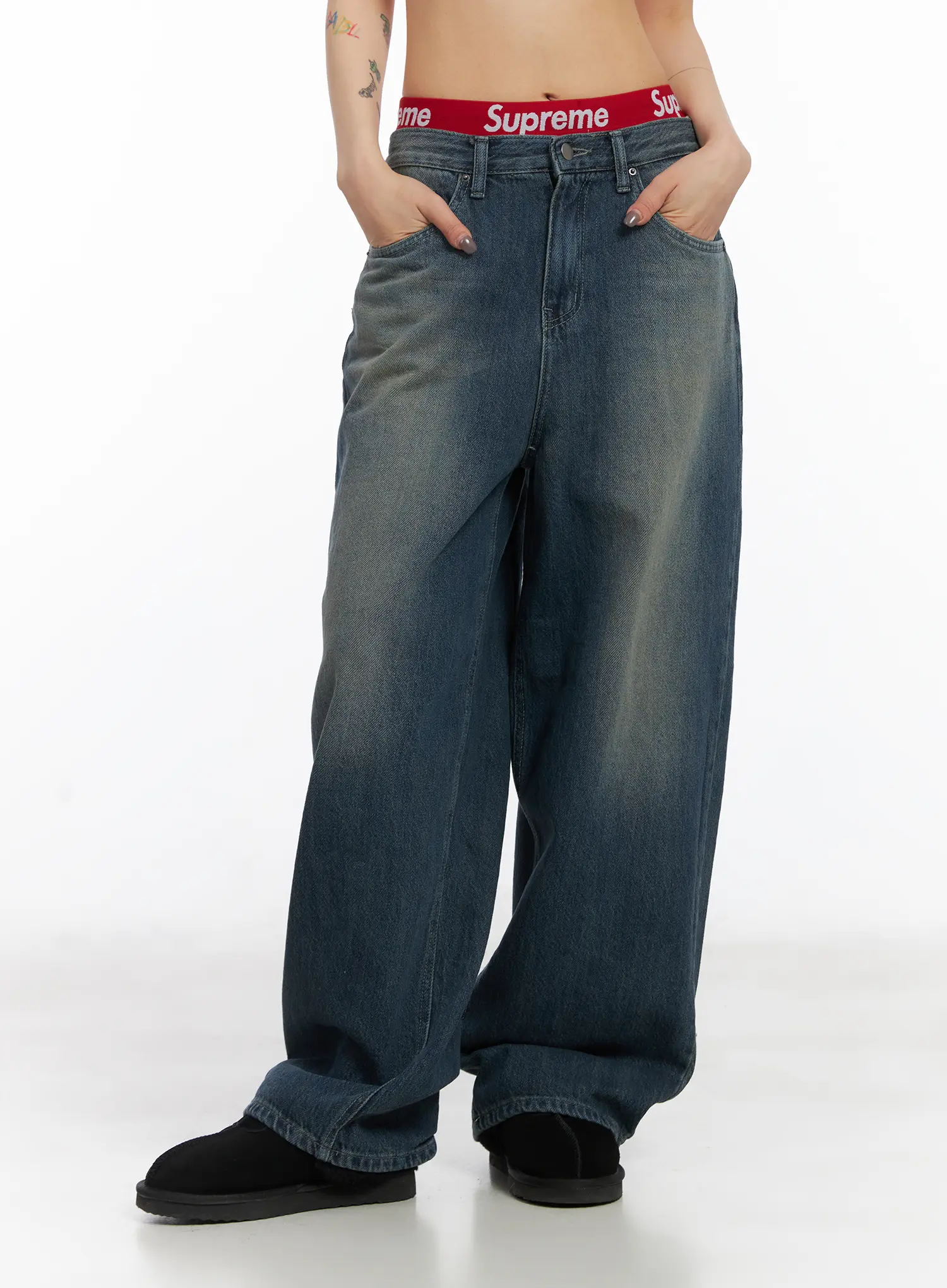 Rylie Wide-Leg Washed Baggy Jeans CD509 - Image 9