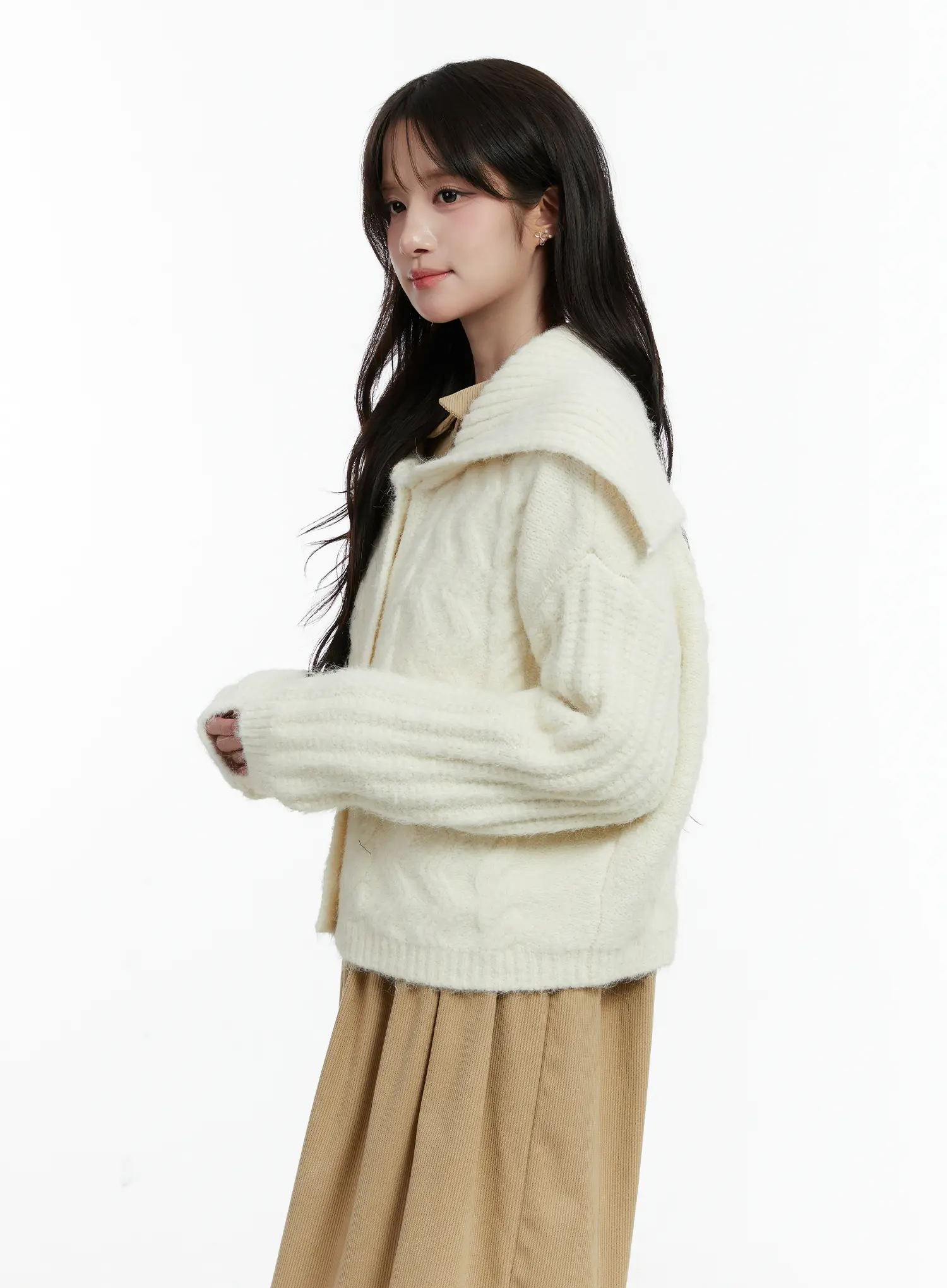 Sailor Collar Cable-Knit Cardigan CD523 - Image 5
