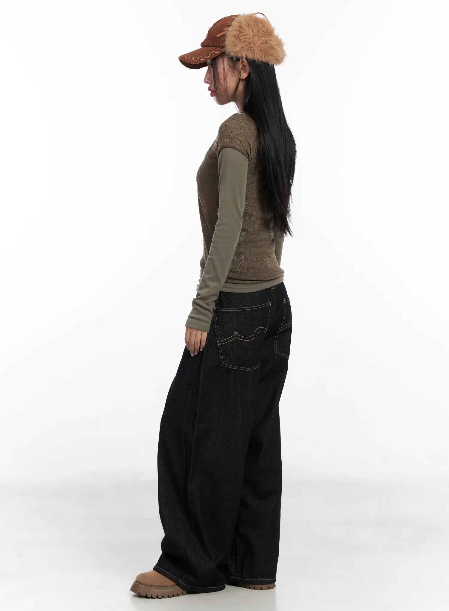 Samara Plaid Accent Wide Leg Jeans CD501 - Image 2