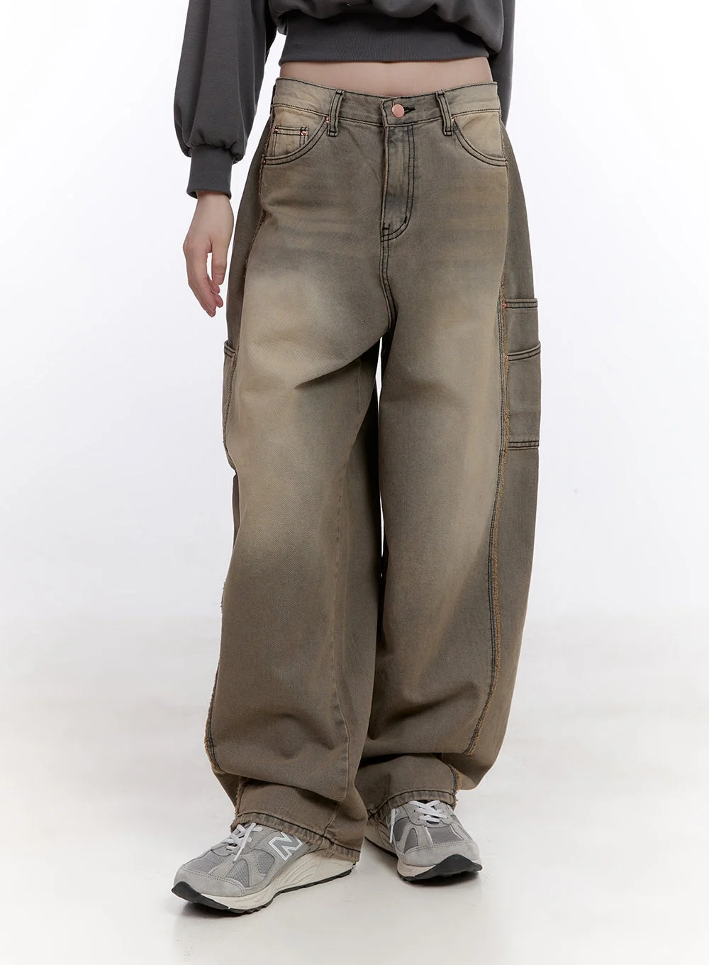 Sara Stitched Pocket Baggy Jeans CF512 - Image 10
