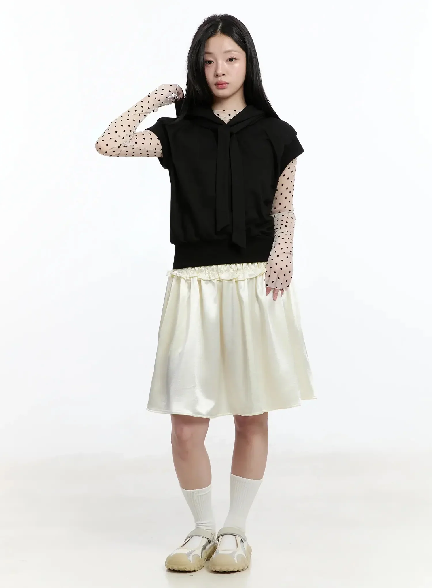 Satin Ruffle Midi Skirt IM519 - Image 3