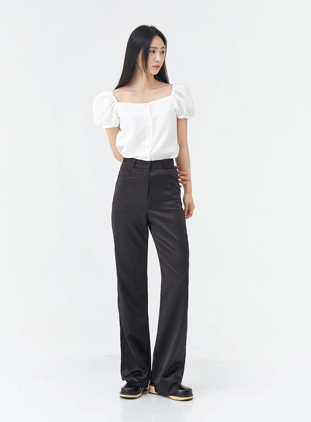 Satin Slit Straight Fit Tailored Pants OG10 - Image 7