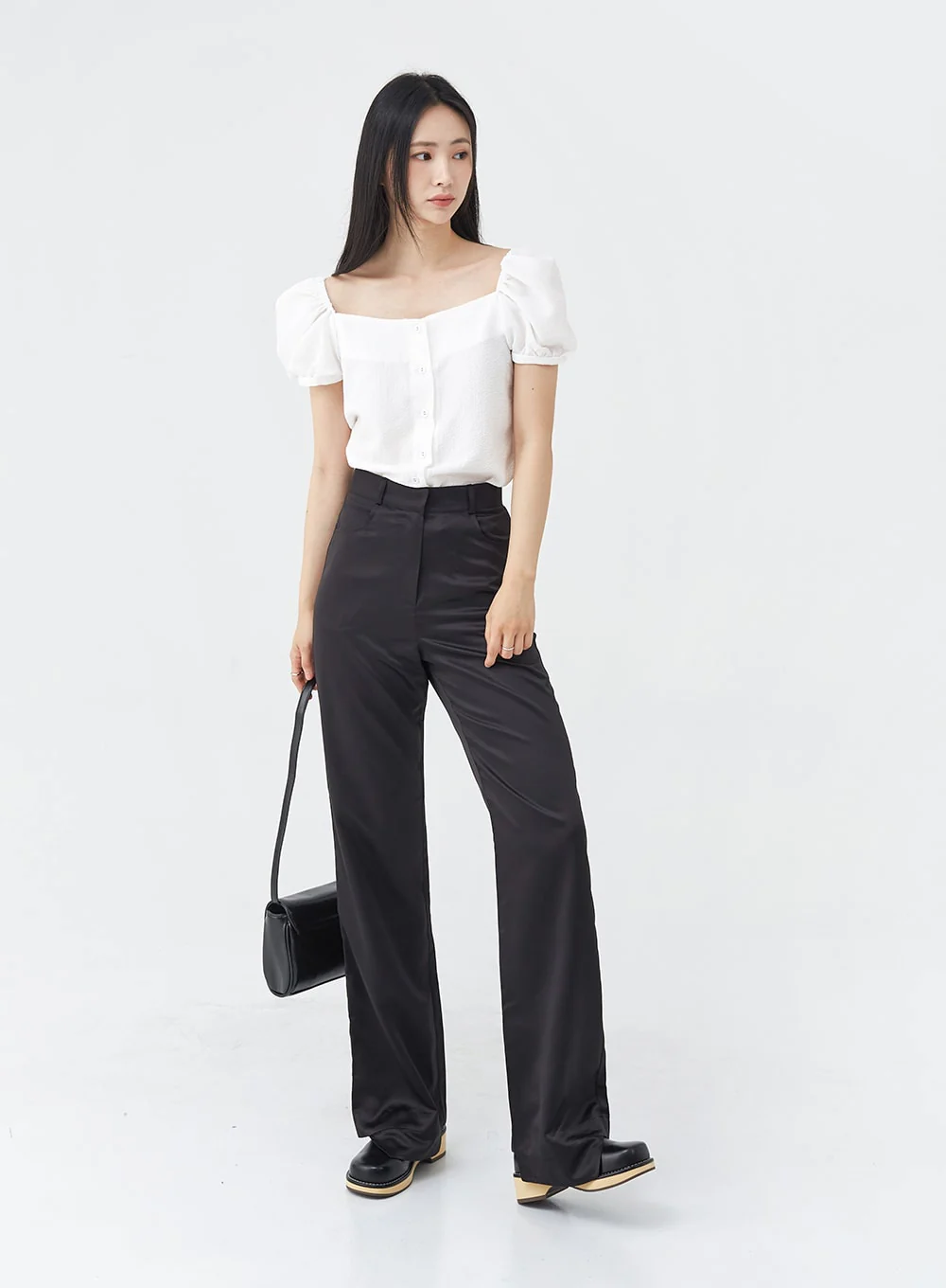 Satin Slit Straight Fit Tailored Pants OG10 - Image 9