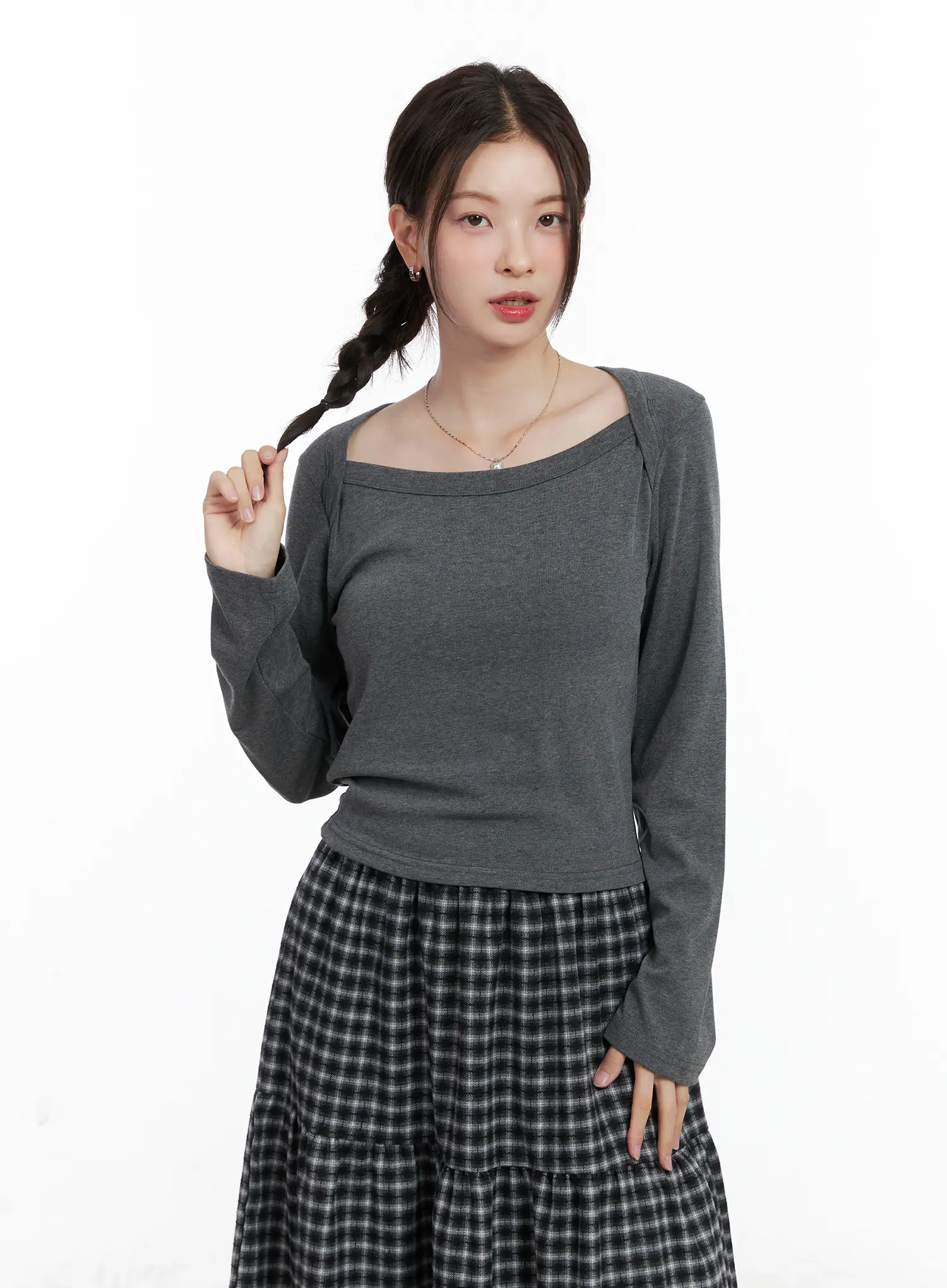 Scoop Neck Cutout Long Sleeve Top CN519 - Image 8