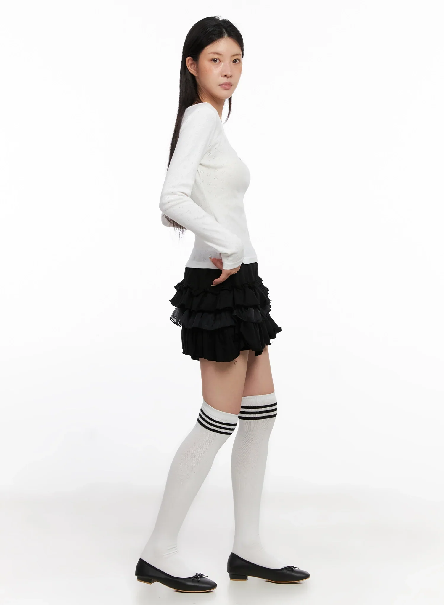 Scoop Neck Ribbed Long Sleeve Top IS508 - Image 8