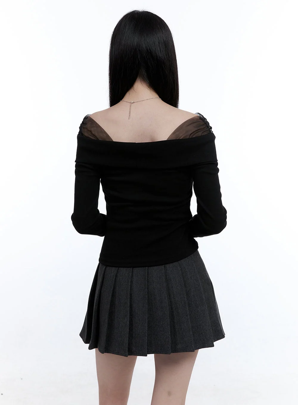 See-Through Off-Shoulder Top OO429 - Image 6