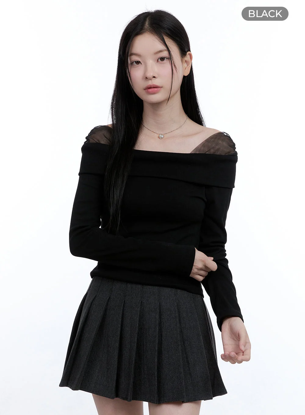 See-Through Off-Shoulder Top OO429 - Image 7