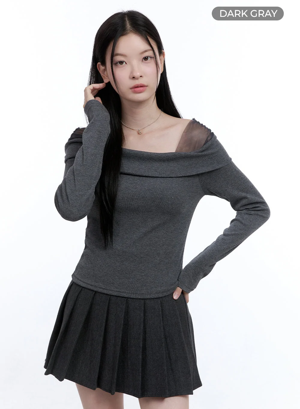 See-Through Off-Shoulder Top OO429 - Image 8