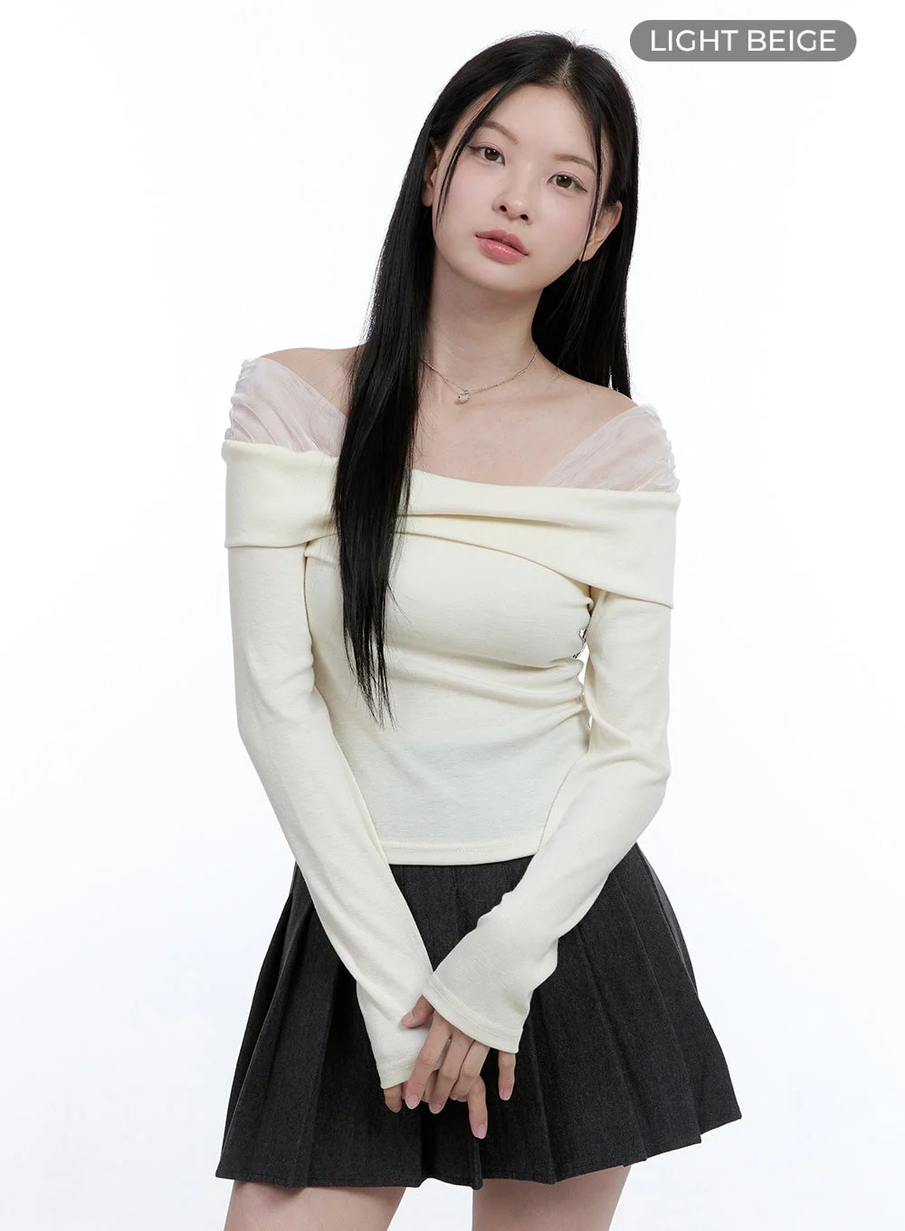 See-Through Off-Shoulder Top OO429 - Image 9