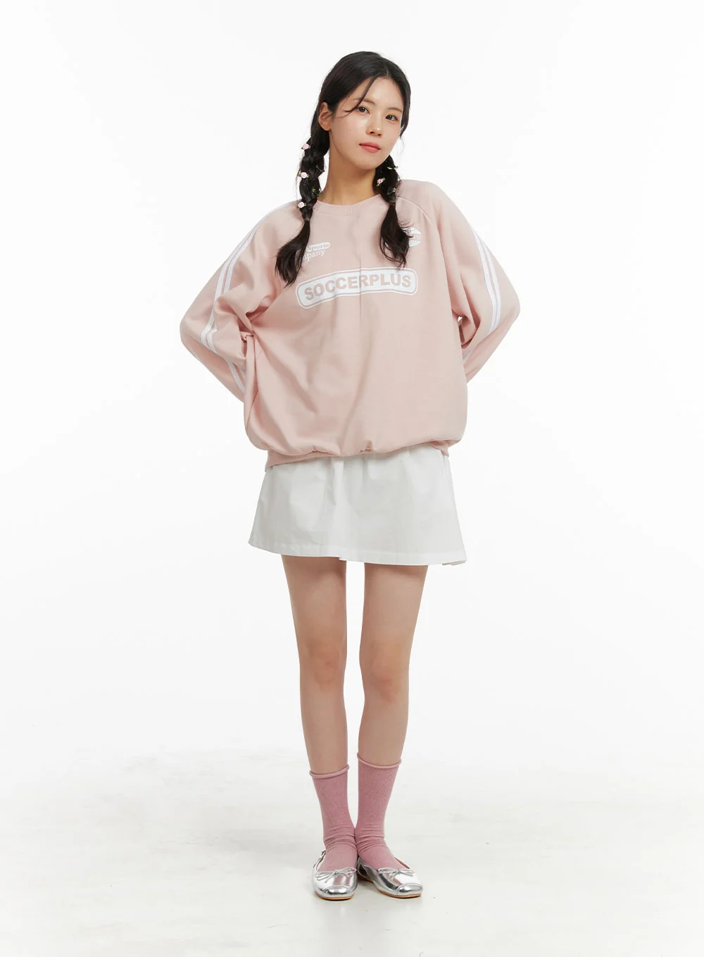 Semi-Shirred Cotton Mini Skirt OM420 - Image 2