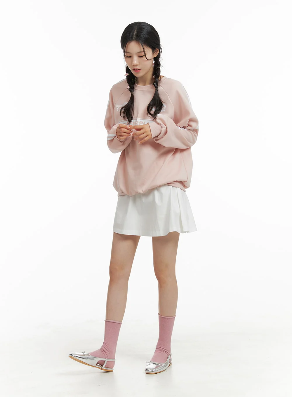 Semi-Shirred Cotton Mini Skirt OM420 - Image 6