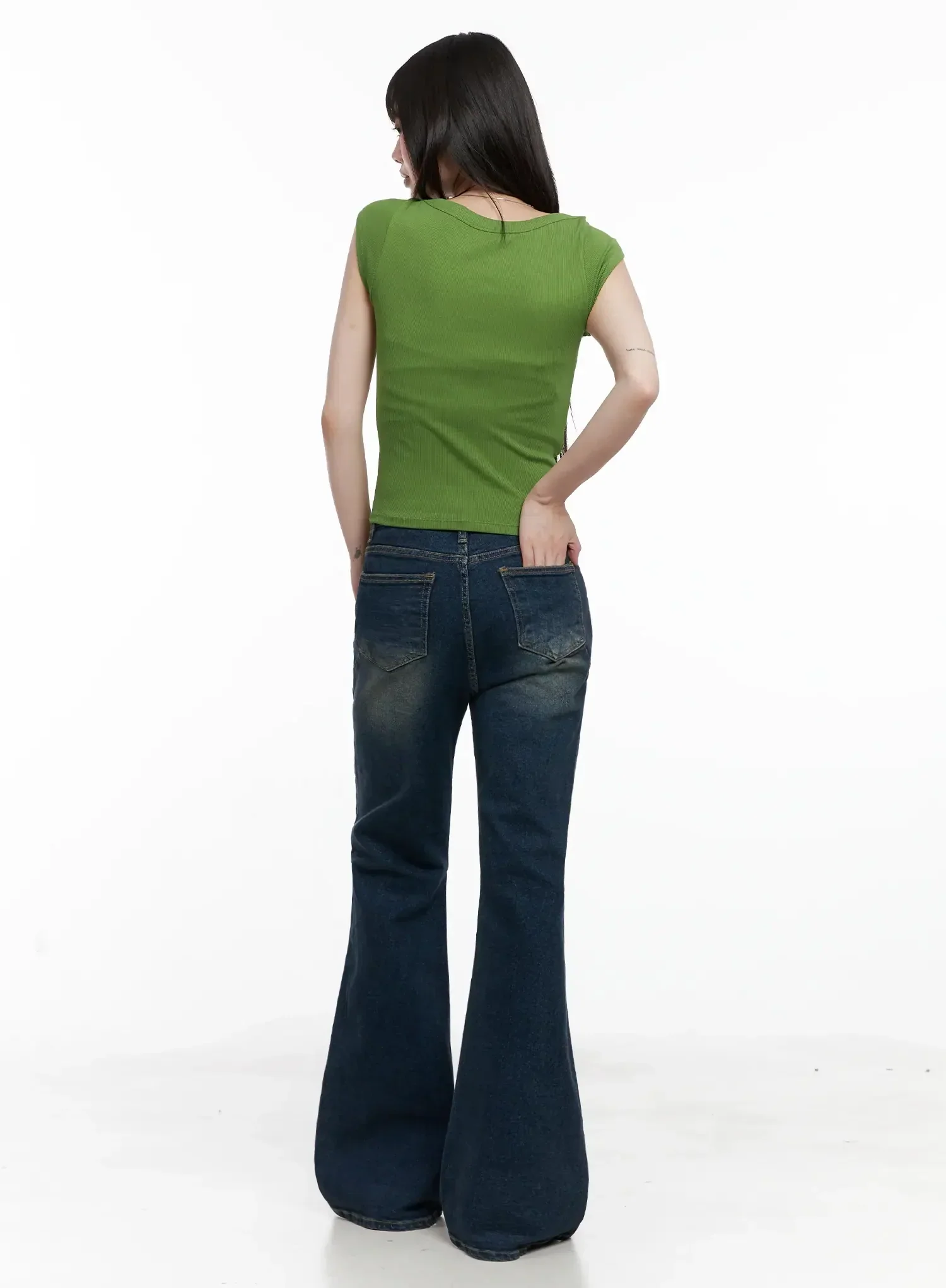 Seoyeon High-Waist Distressed Flare Jeans IL531 - Image 12