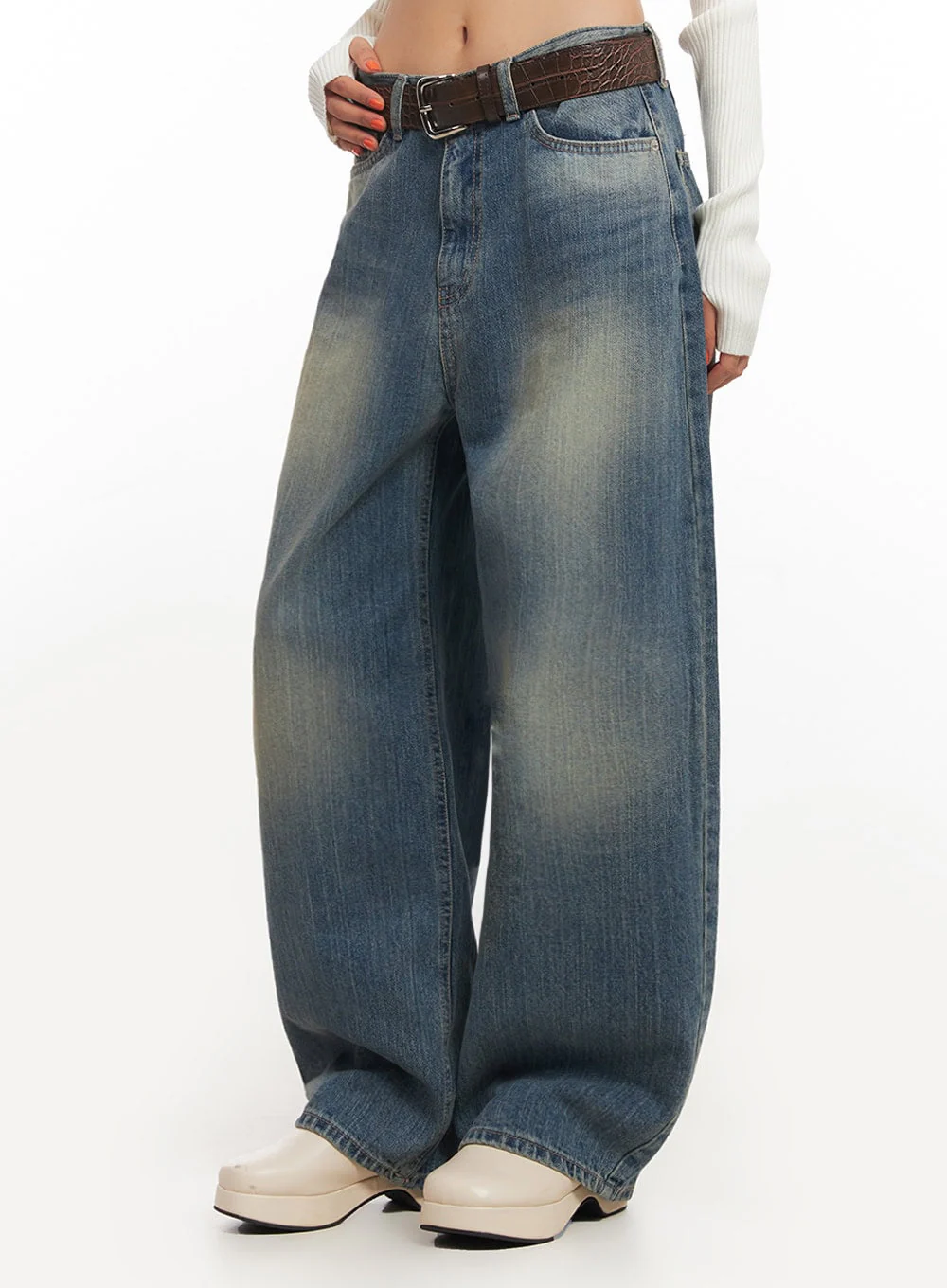 Sharon Washed Wide-Fit Baggy Jeans IA507 - Image 5