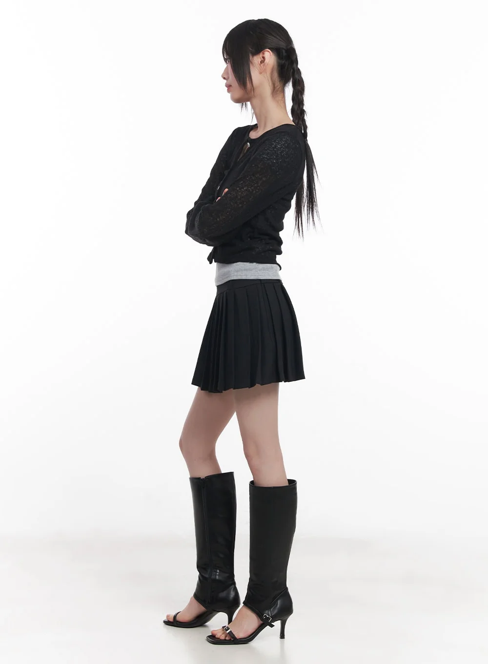 Sheer Buttoned Crop Cardigan CU506 - Image 4