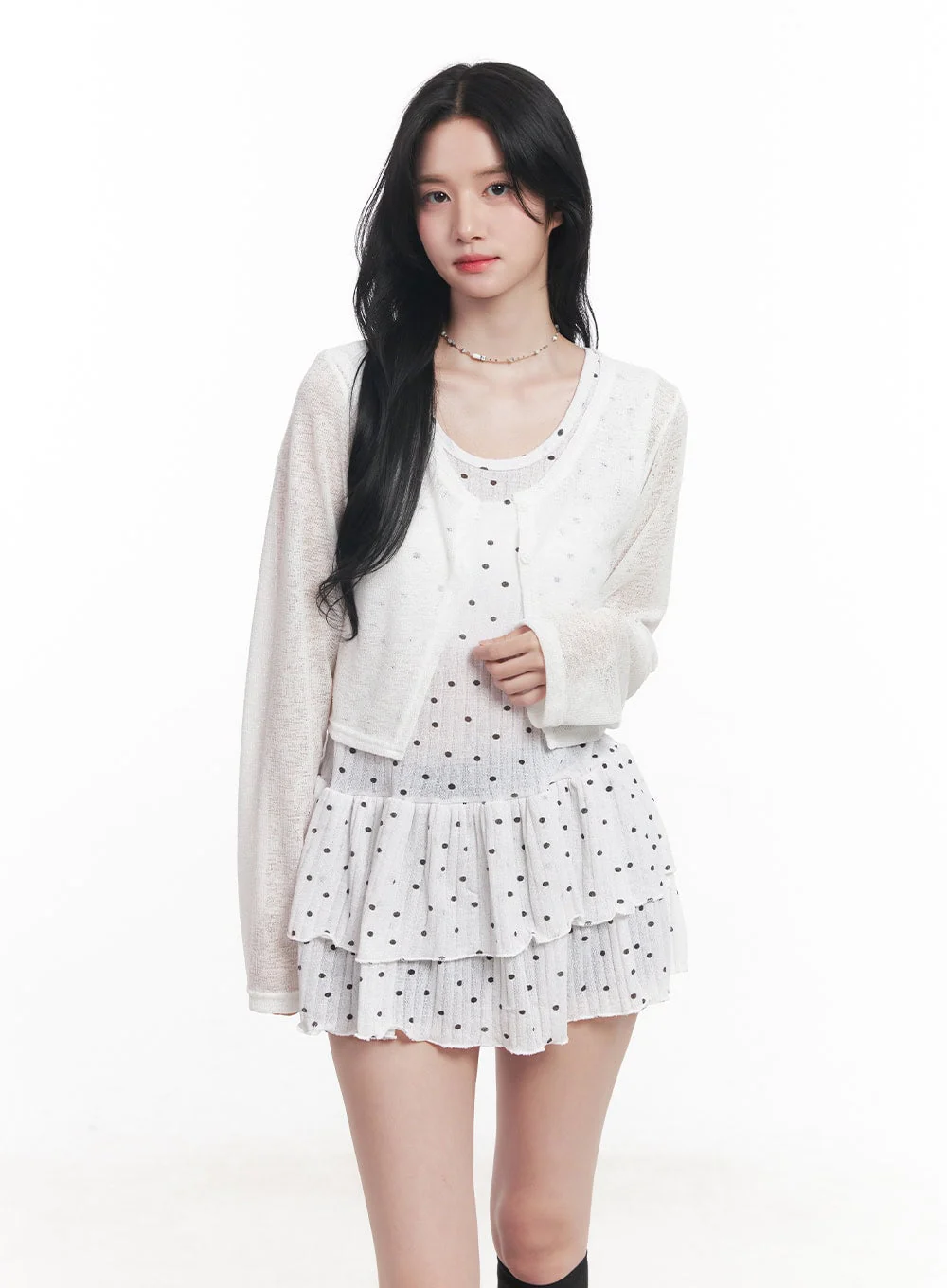 Sheer Buttoned Crop Cardigan CY526 - Image 10