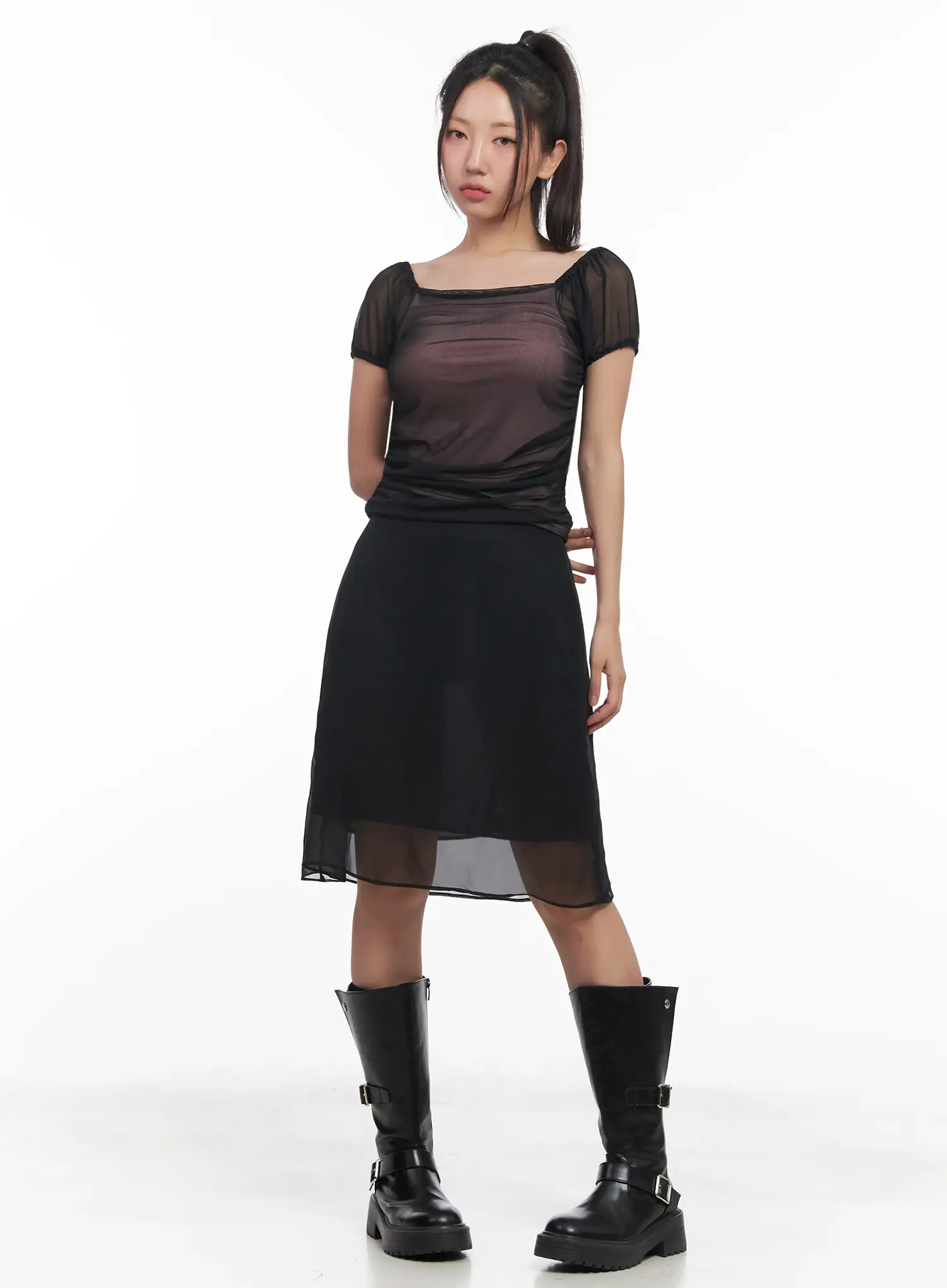 Sheer Chiffon Midi Skirt IU509 - Image 2