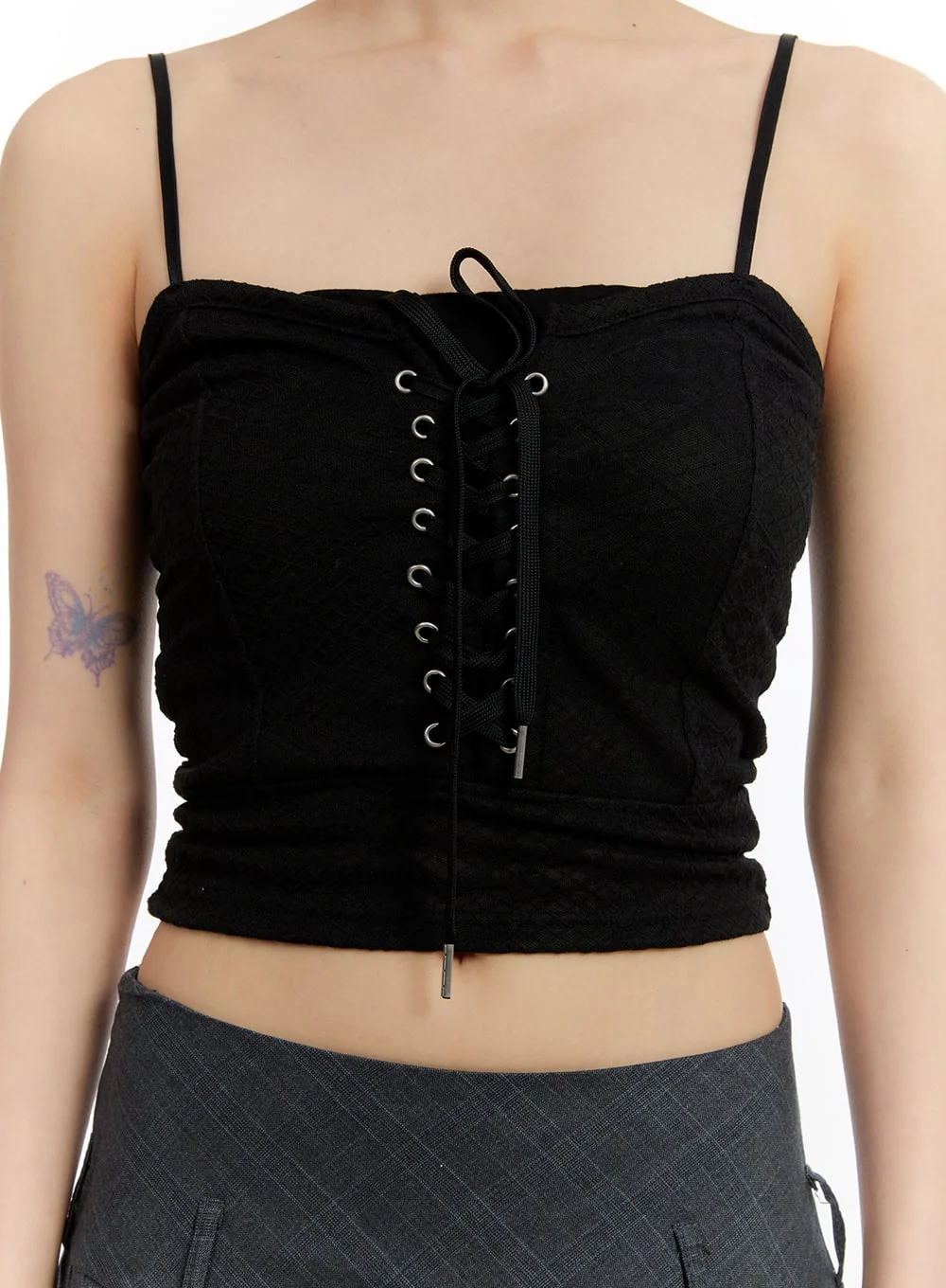 Sheer Floral Lace-Up Corset Cami Top CM513 - Image 12