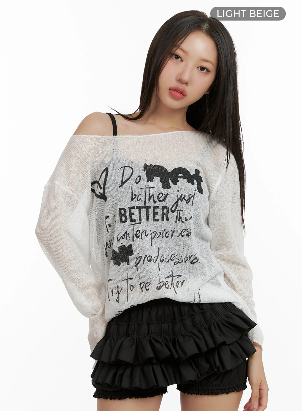 Sheer Graphic One-Shoulder Summer Sweater CU404 - Image 6