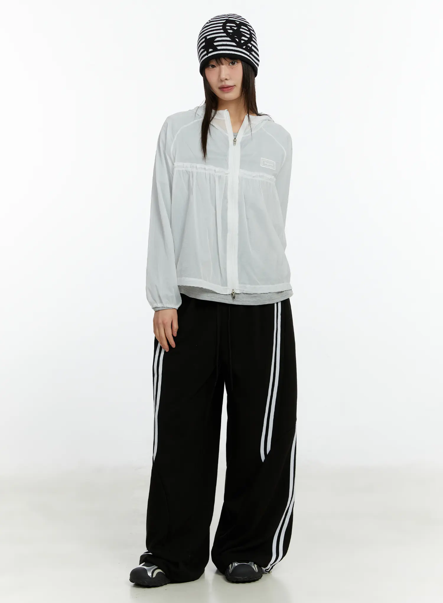 Sheer Hooded Zip Up Jacket CF510