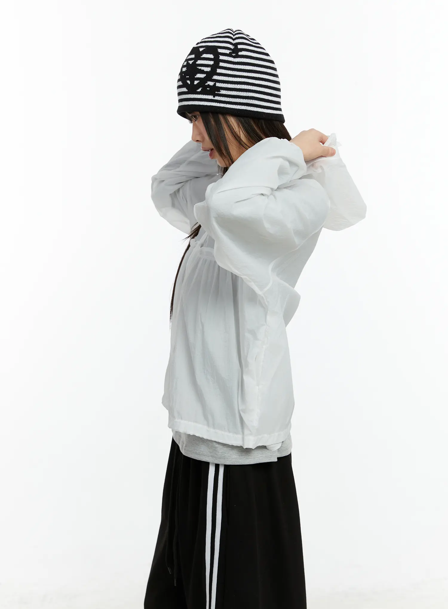 Sheer Hooded Zip Up Jacket CF510 - Image 6