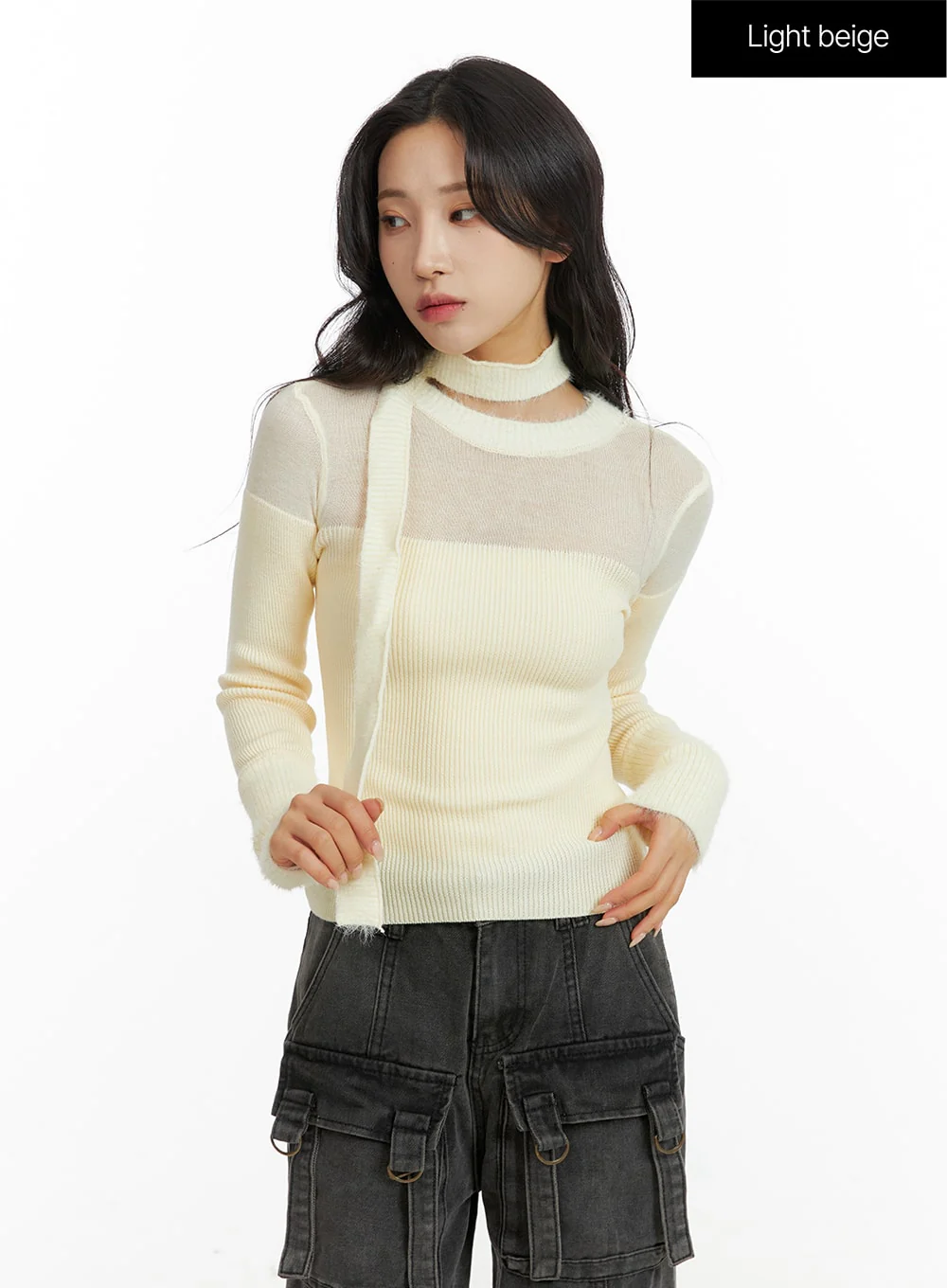 Sheer Knit Top with Matching Scarf CF415 - Image 9