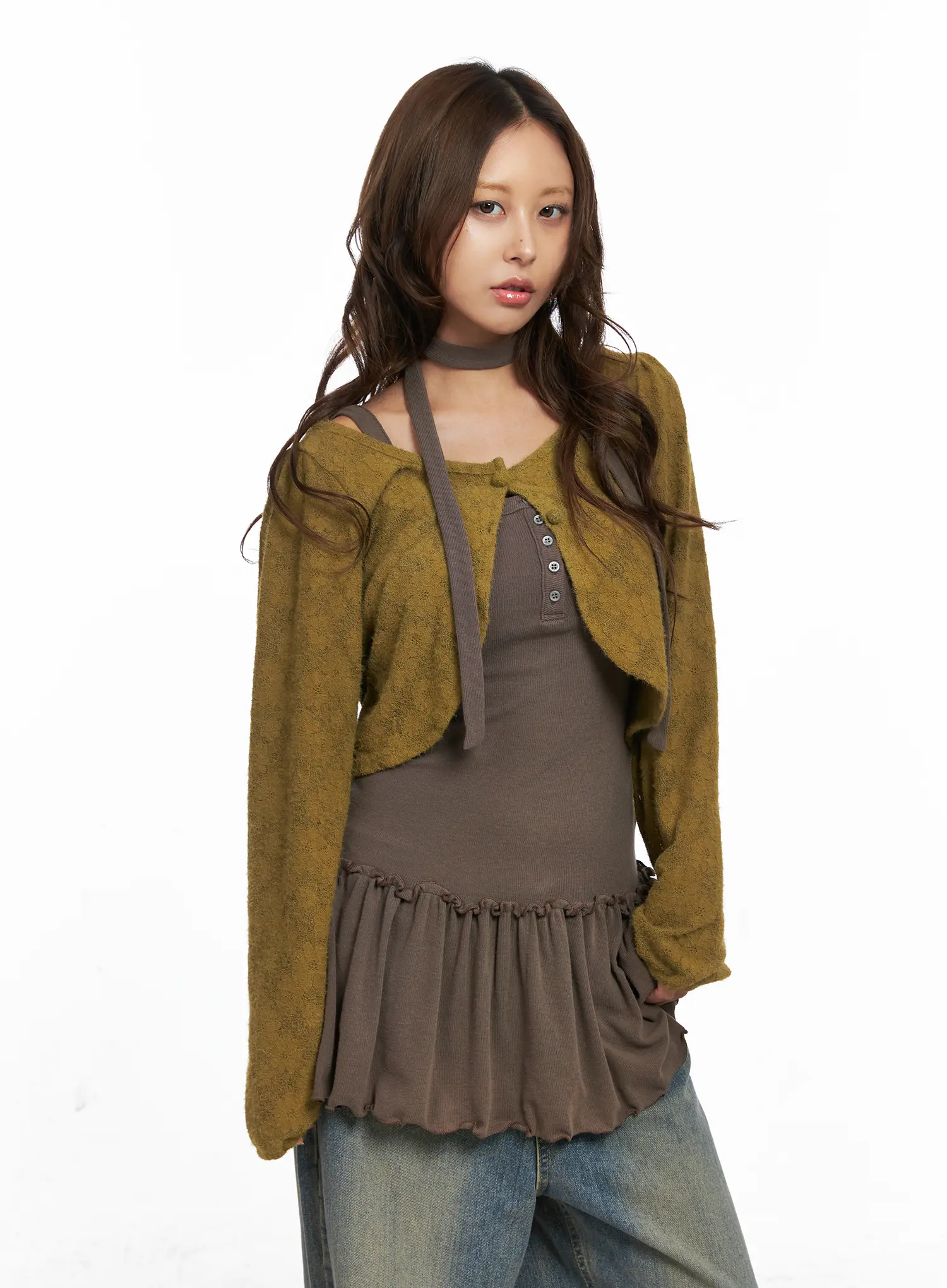 Sheer Lace Buttoned Bolero CO513 - Image 5