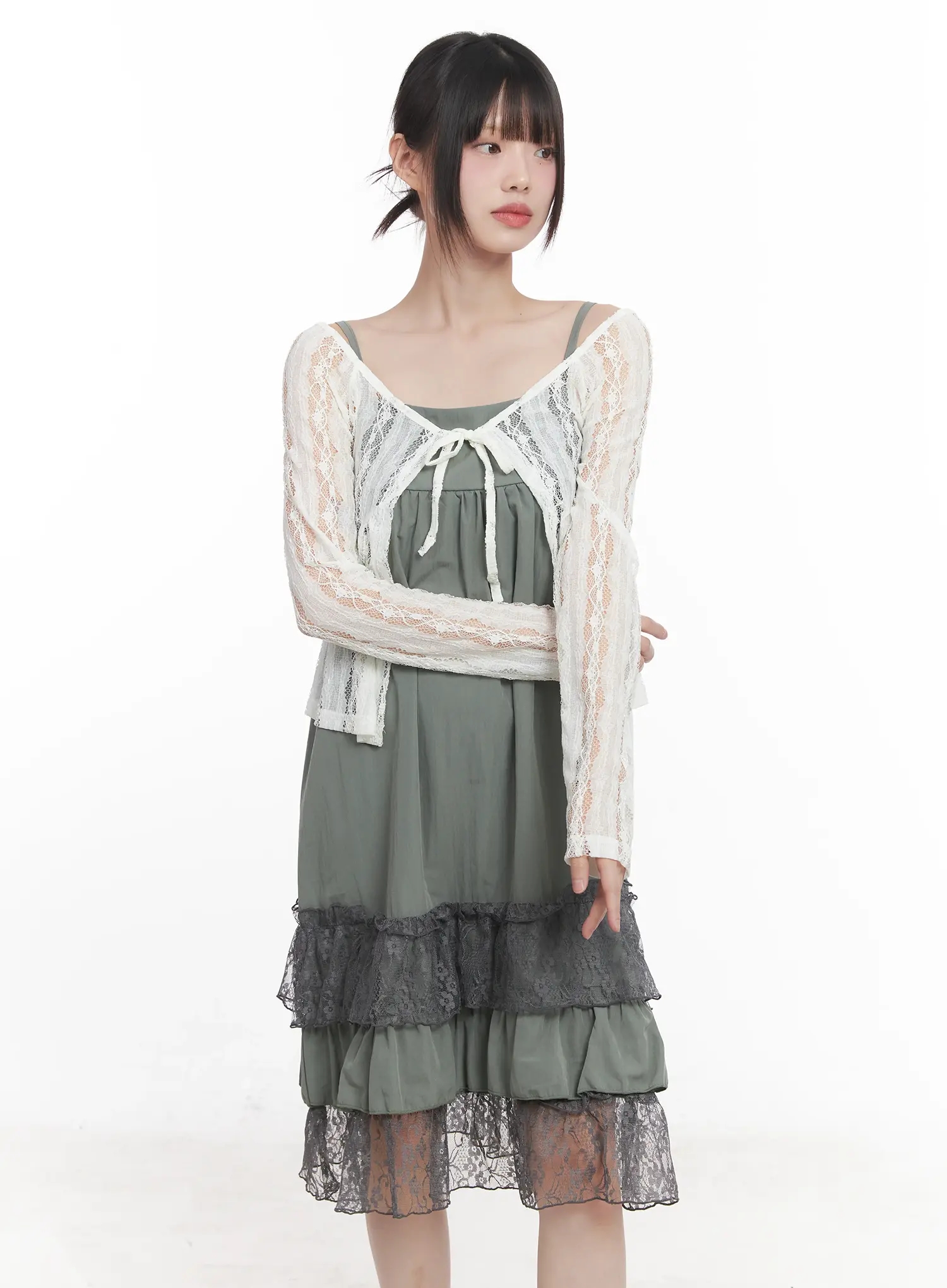 Sheer Lace Ribbon Cardigan CU518 - Image 10
