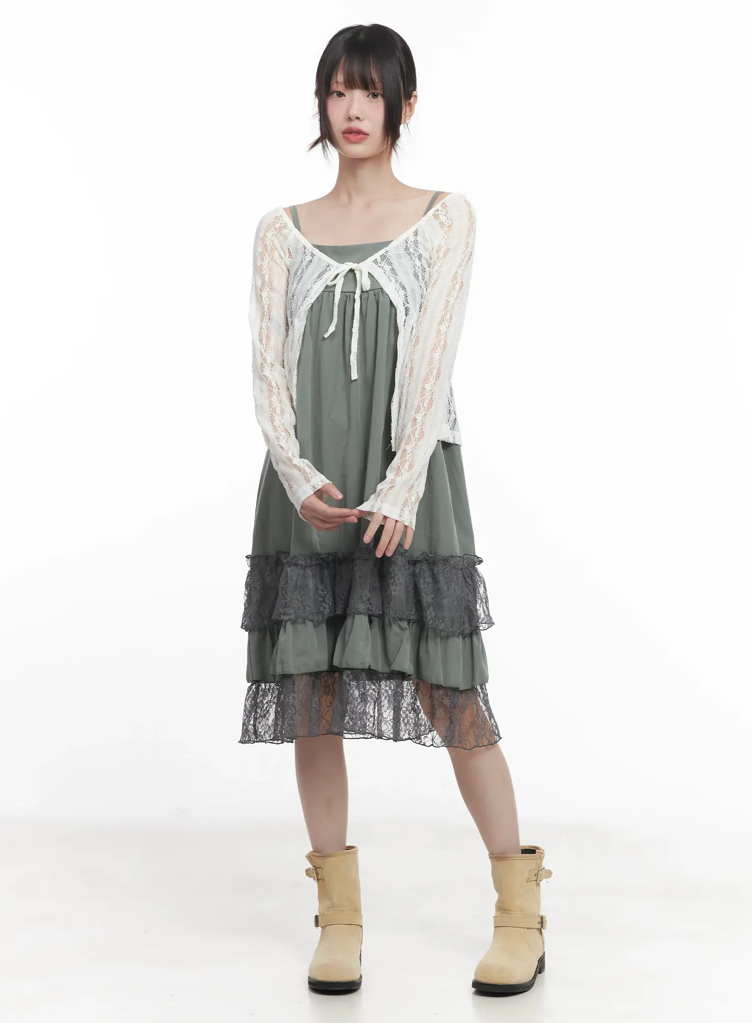 Sheer Lace Ribbon Cardigan CU518 - Image 2