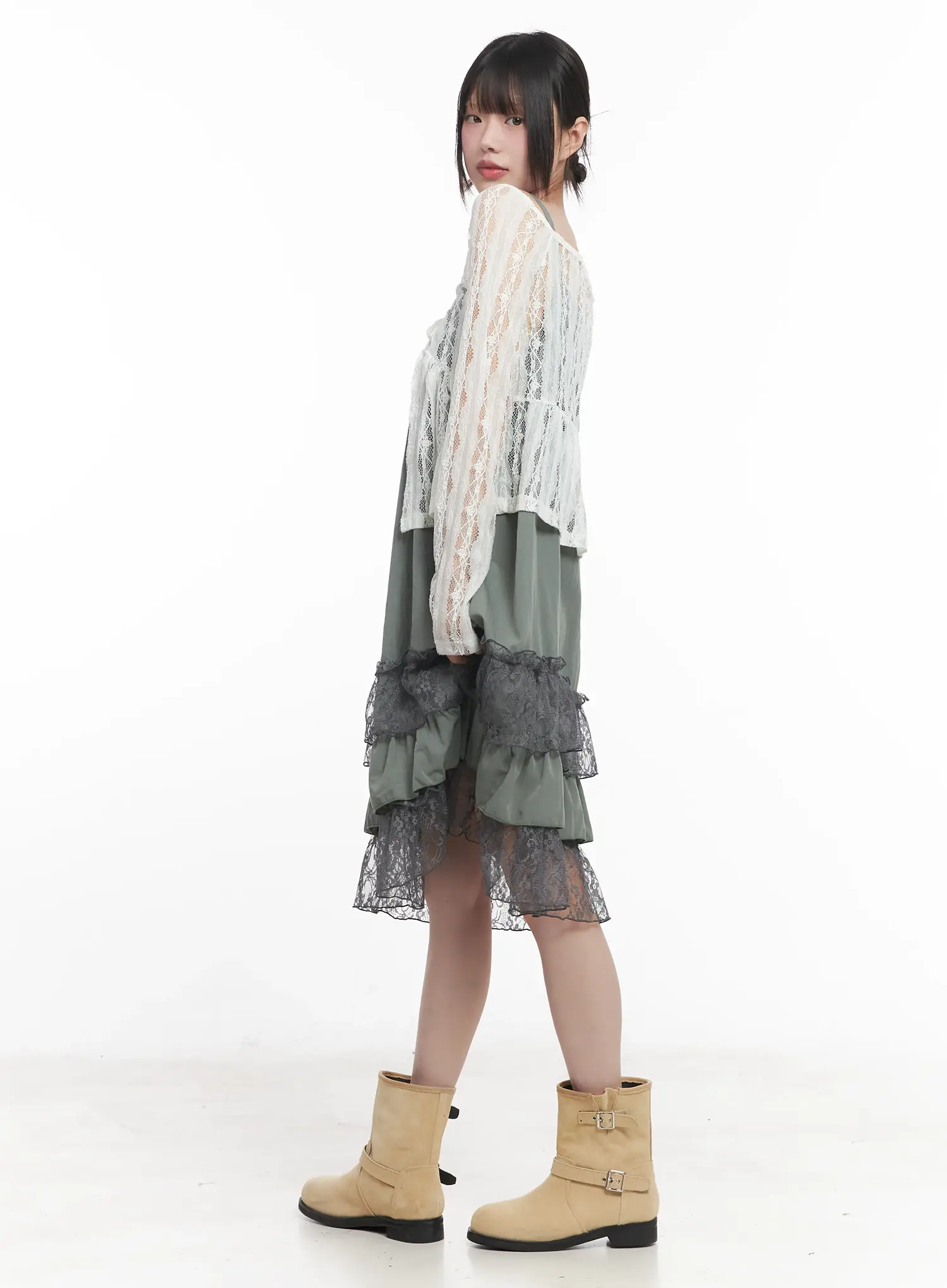 Sheer Lace Ribbon Cardigan CU518 - Image 3