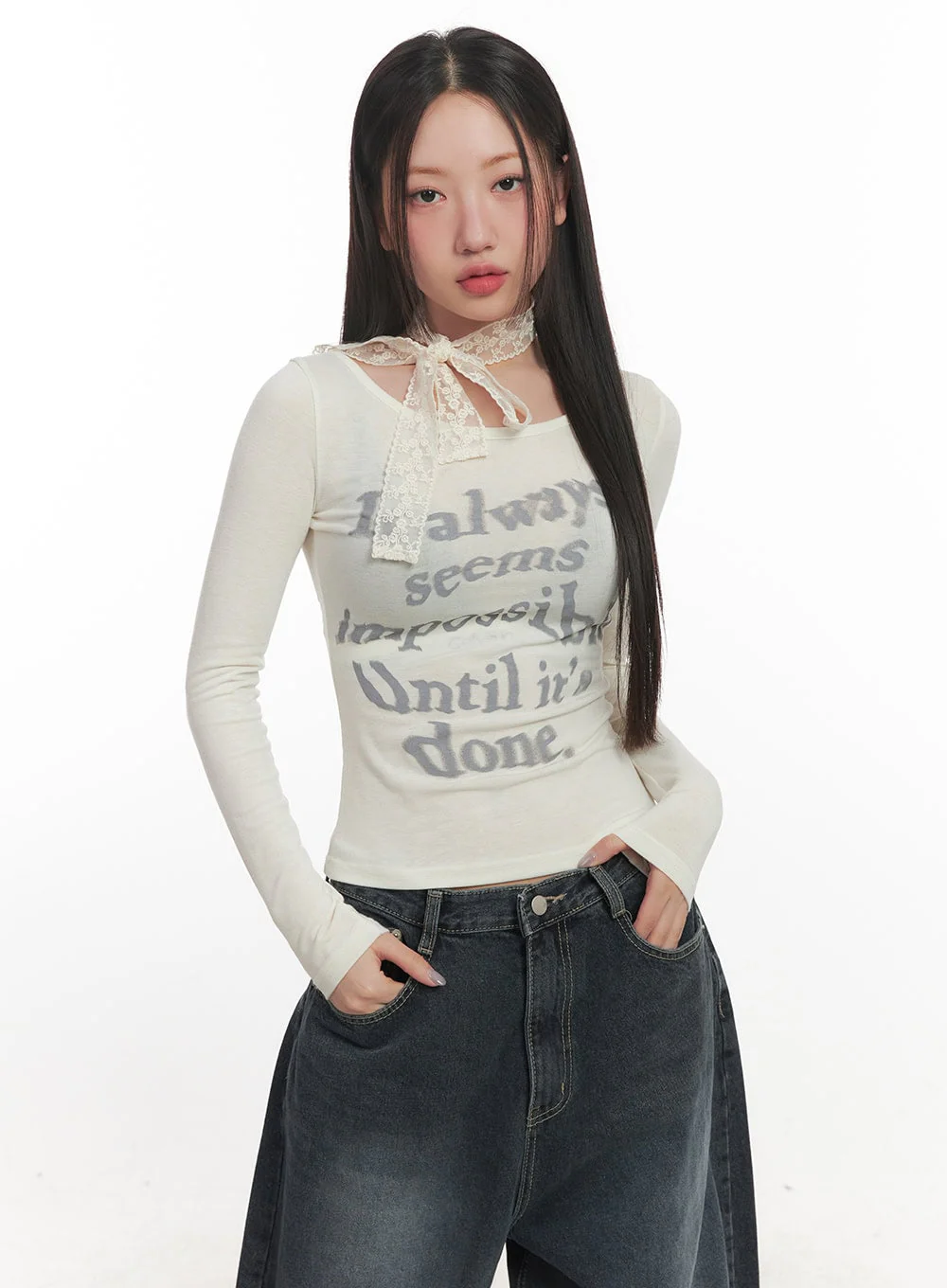 Sheer Lace Trim Scarf CF524 - Image 2