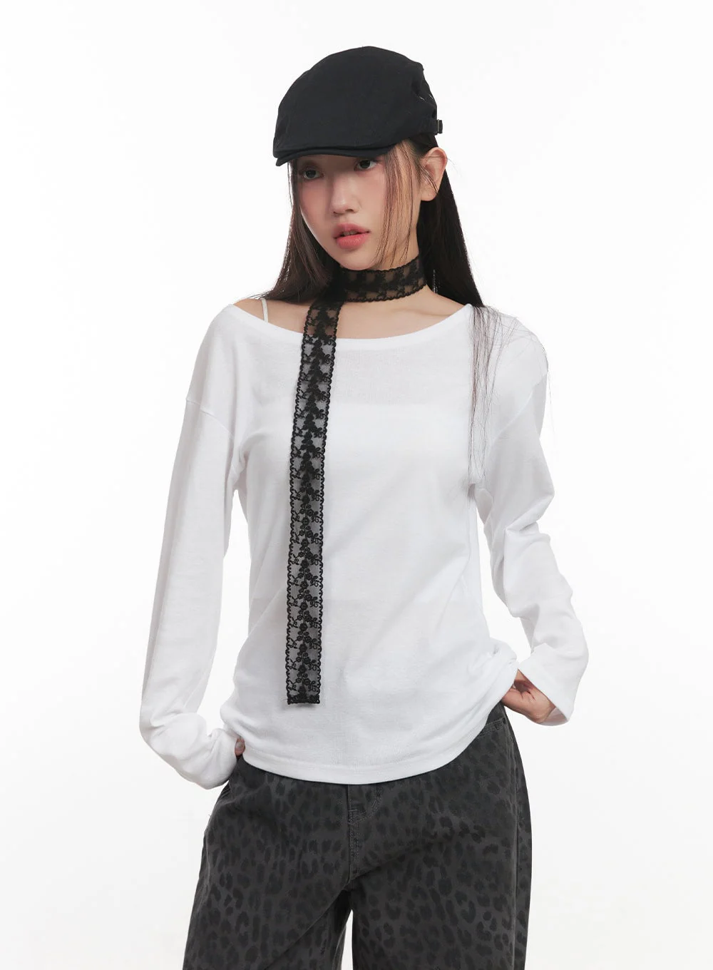 Sheer Lace Trim Scarf CF524 - Image 5