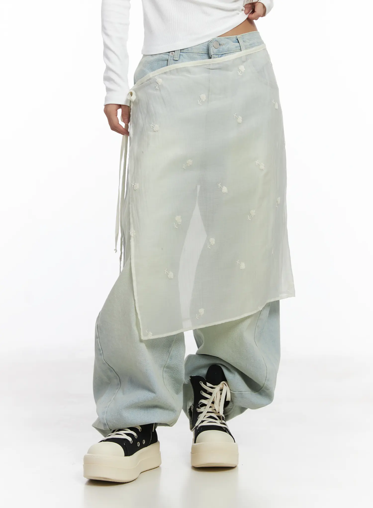 Sheer Latered Midi Skirt CJ512 - Image 8