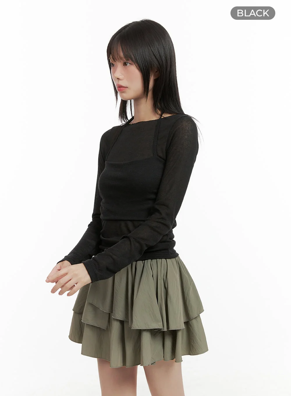 Sheer Layered Long Sleeve Top CG427 - Image 9