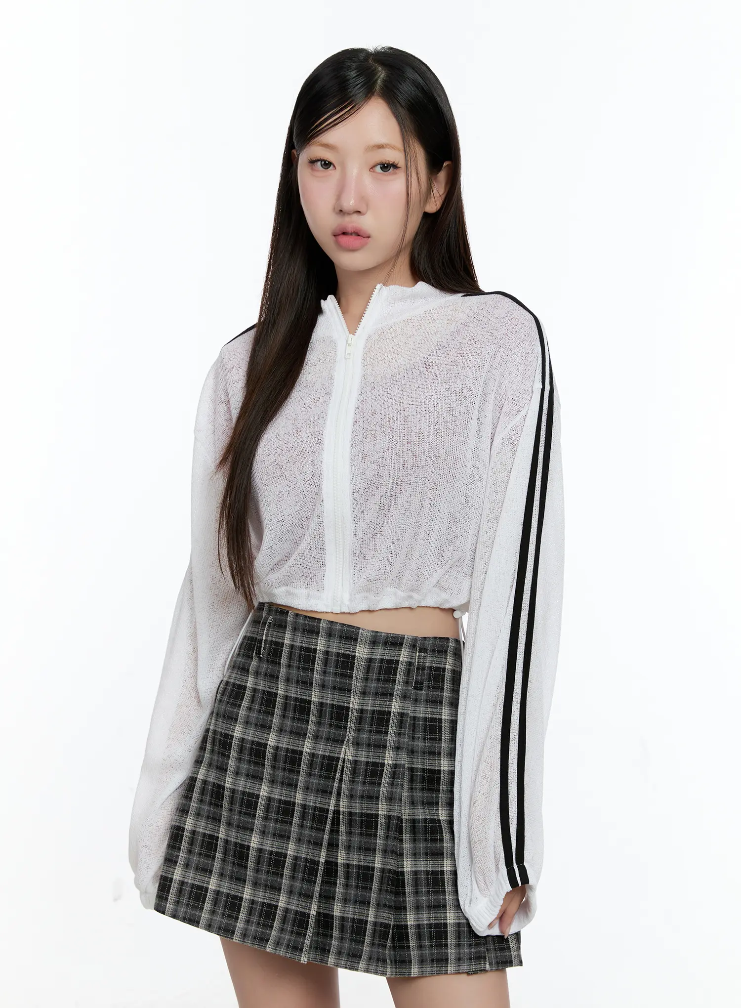 Sheer Linen Zip-Up Crop Jacket CS518 - Image 10