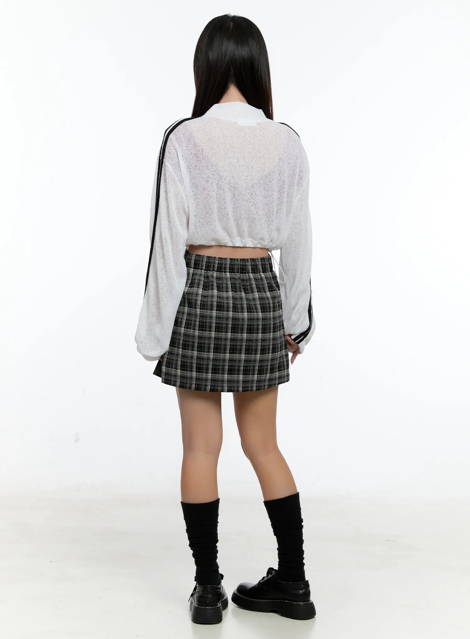 Sheer Linen Zip-Up Crop Jacket CS518 - Image 5
