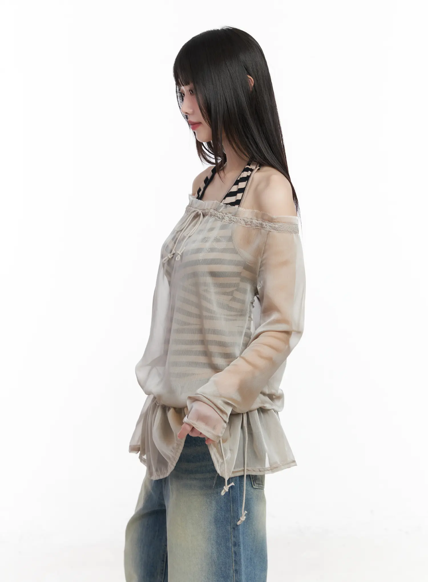 Sheer Off-Shoulder Blouse CM524 - Image 7