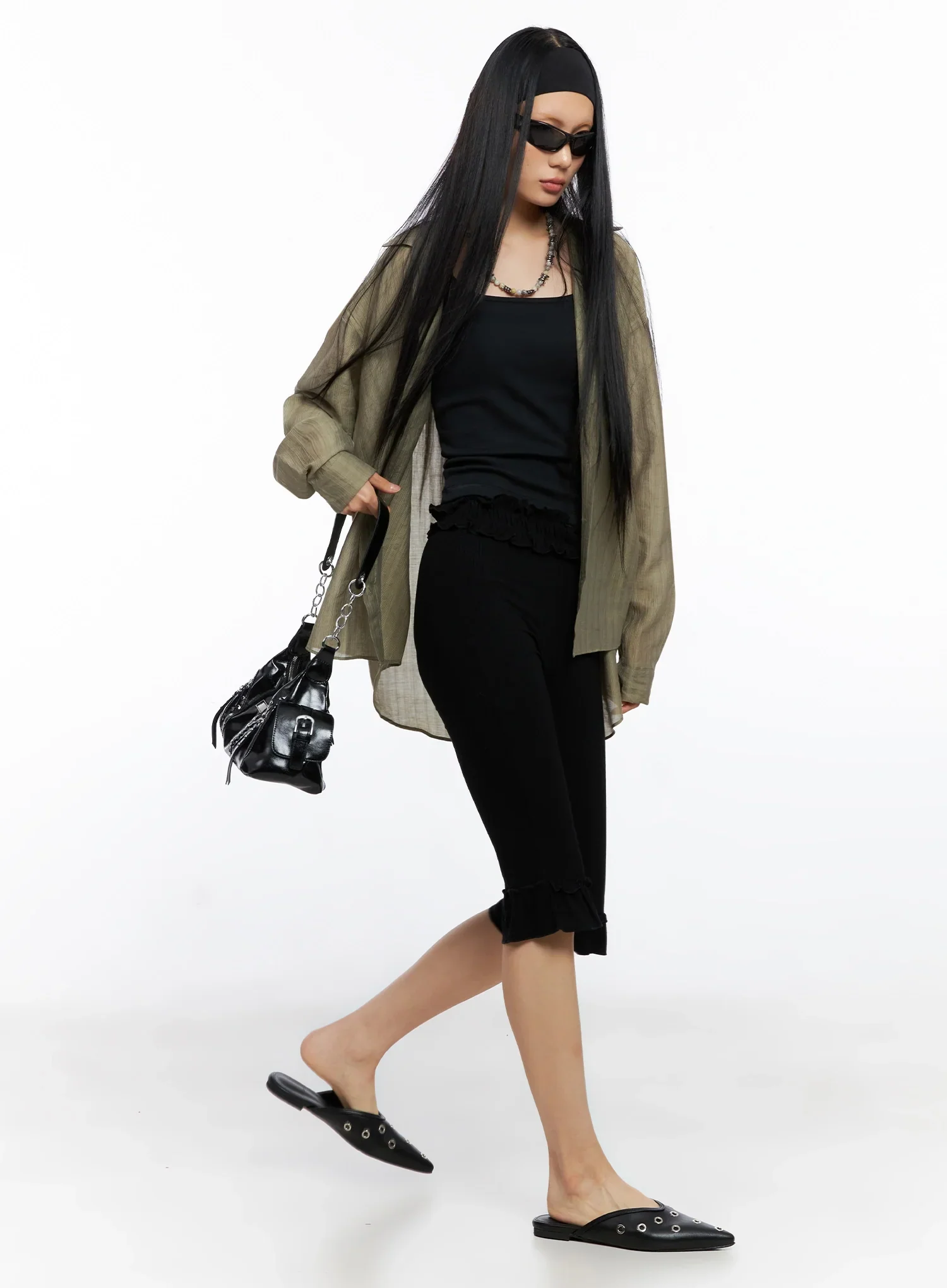 Sheer Oversized Long Sleeve Shirt IO516 - Image 3