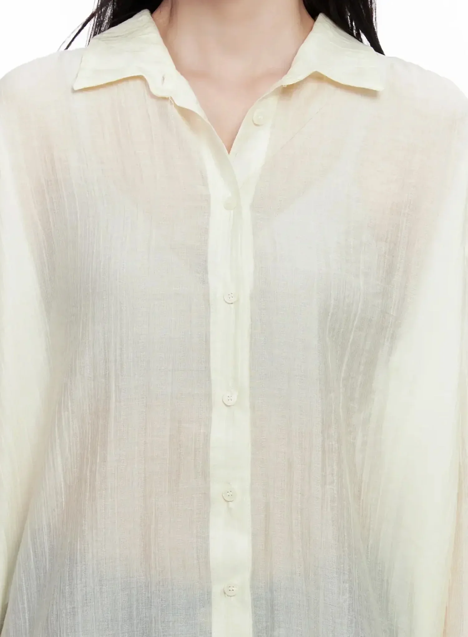 Sheer Oversized Long Sleeve Shirt IO516 - Image 4