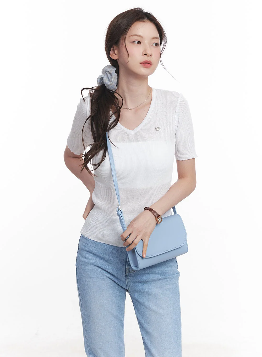 Sheer V-Neck Linen Short Sleeve Sweater CY519