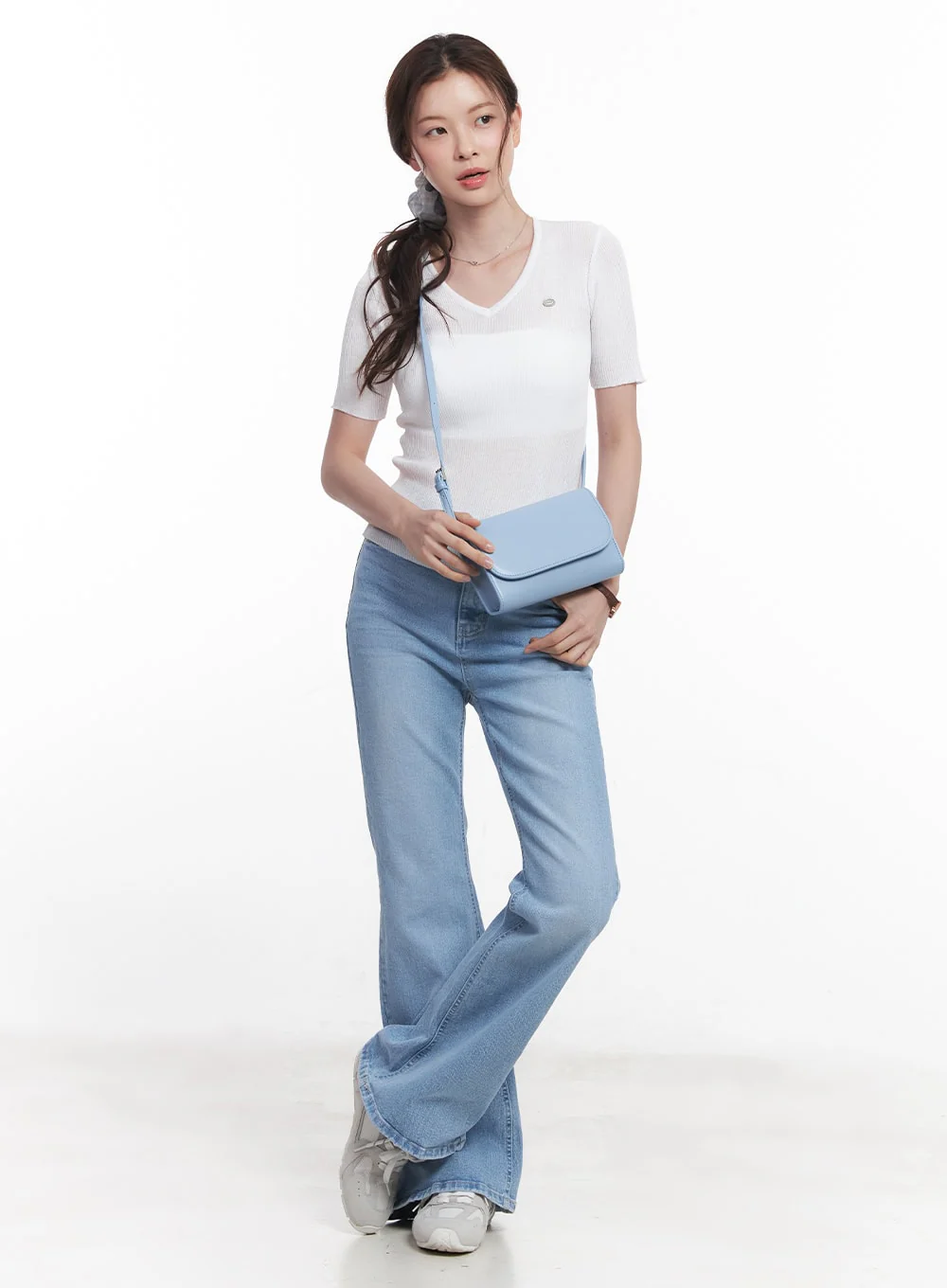 Sheer V-Neck Linen Short Sleeve Sweater CY519 - Image 2