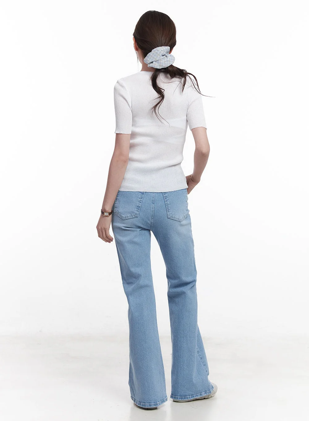 Sheer V-Neck Linen Short Sleeve Sweater CY519 - Image 8