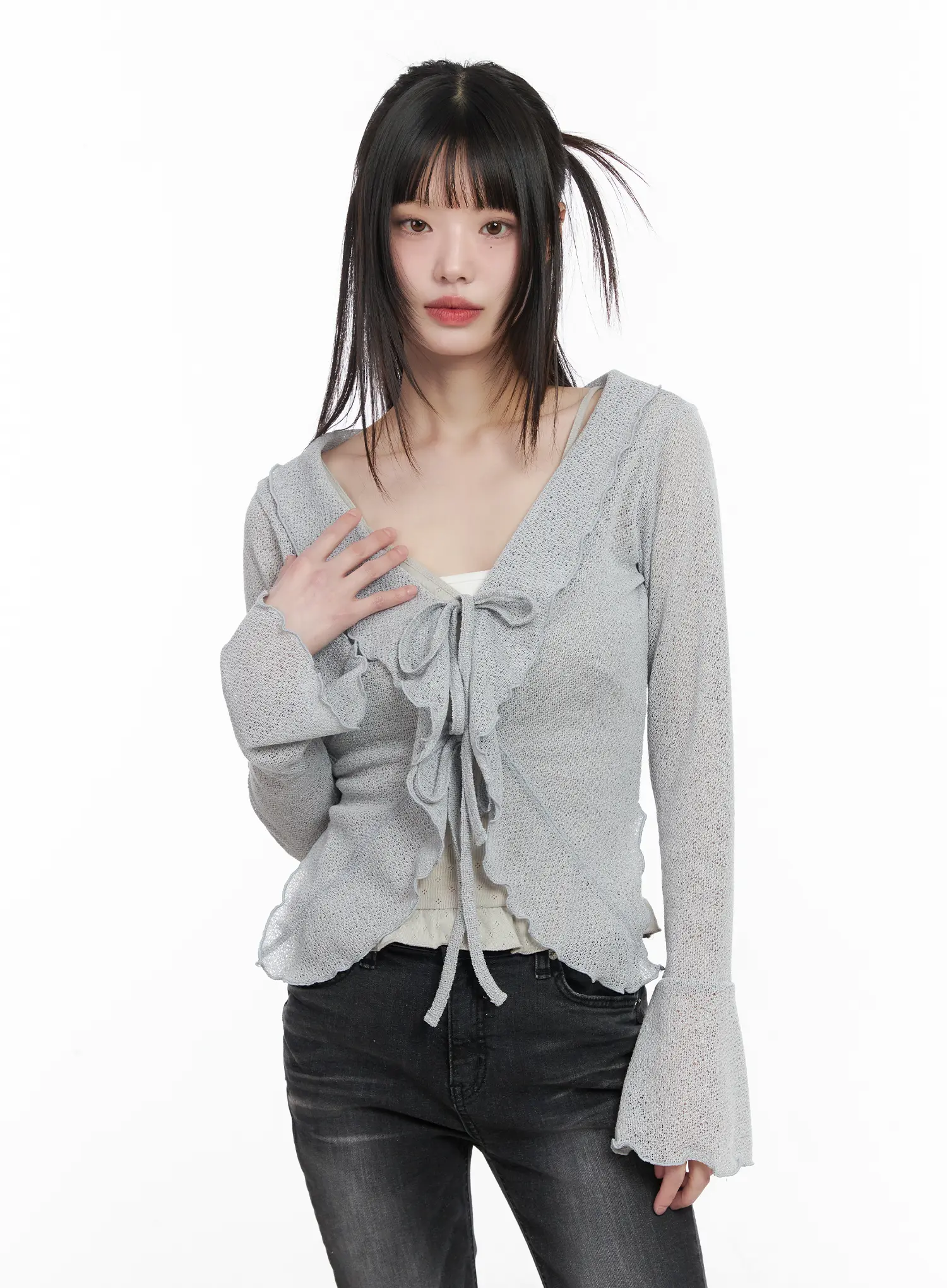 Shher Ruffle Knit Cardigan CM524 - Image 2
