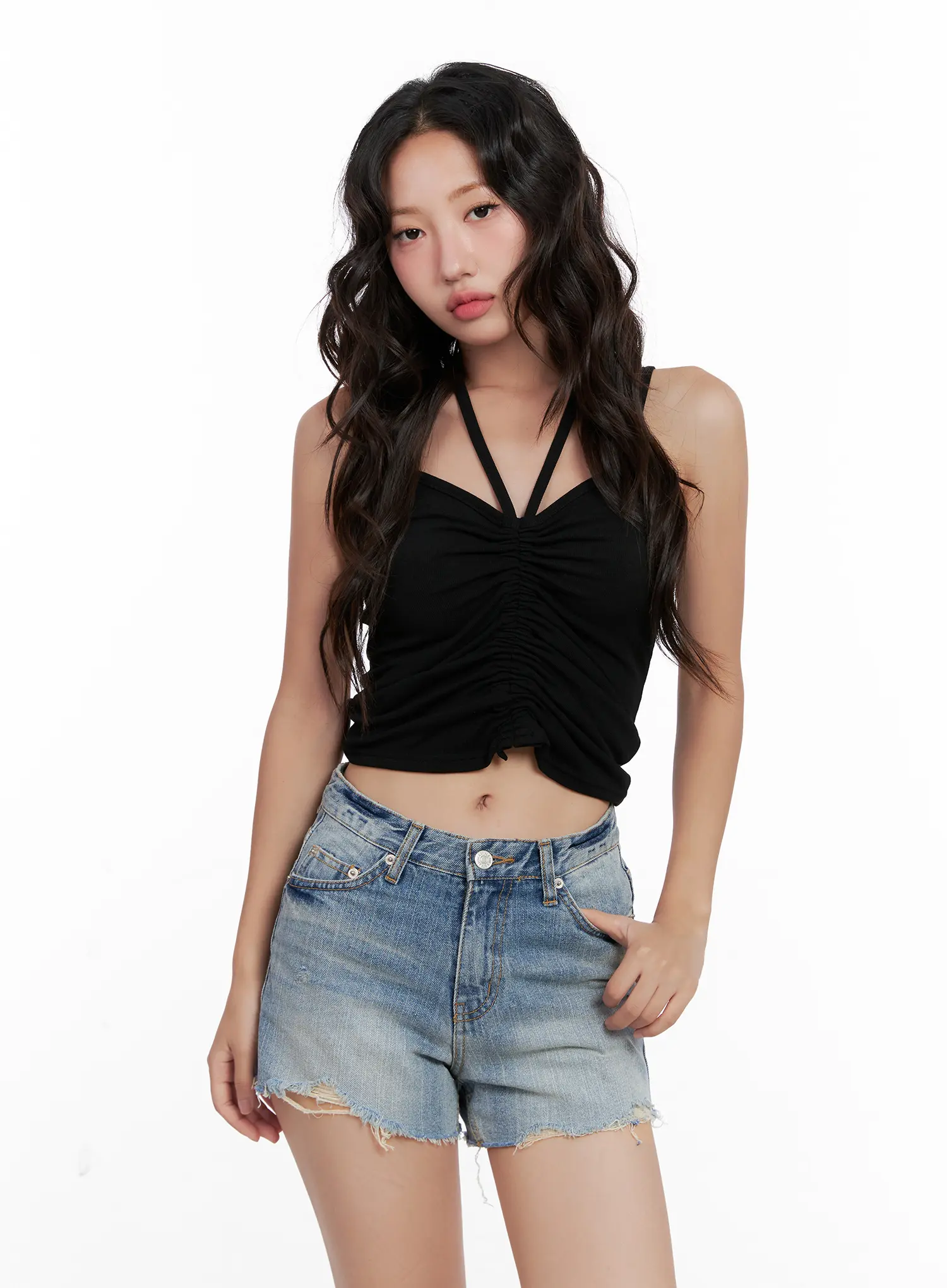 Shirred Cropped Halter Tank CL521 - Image 12