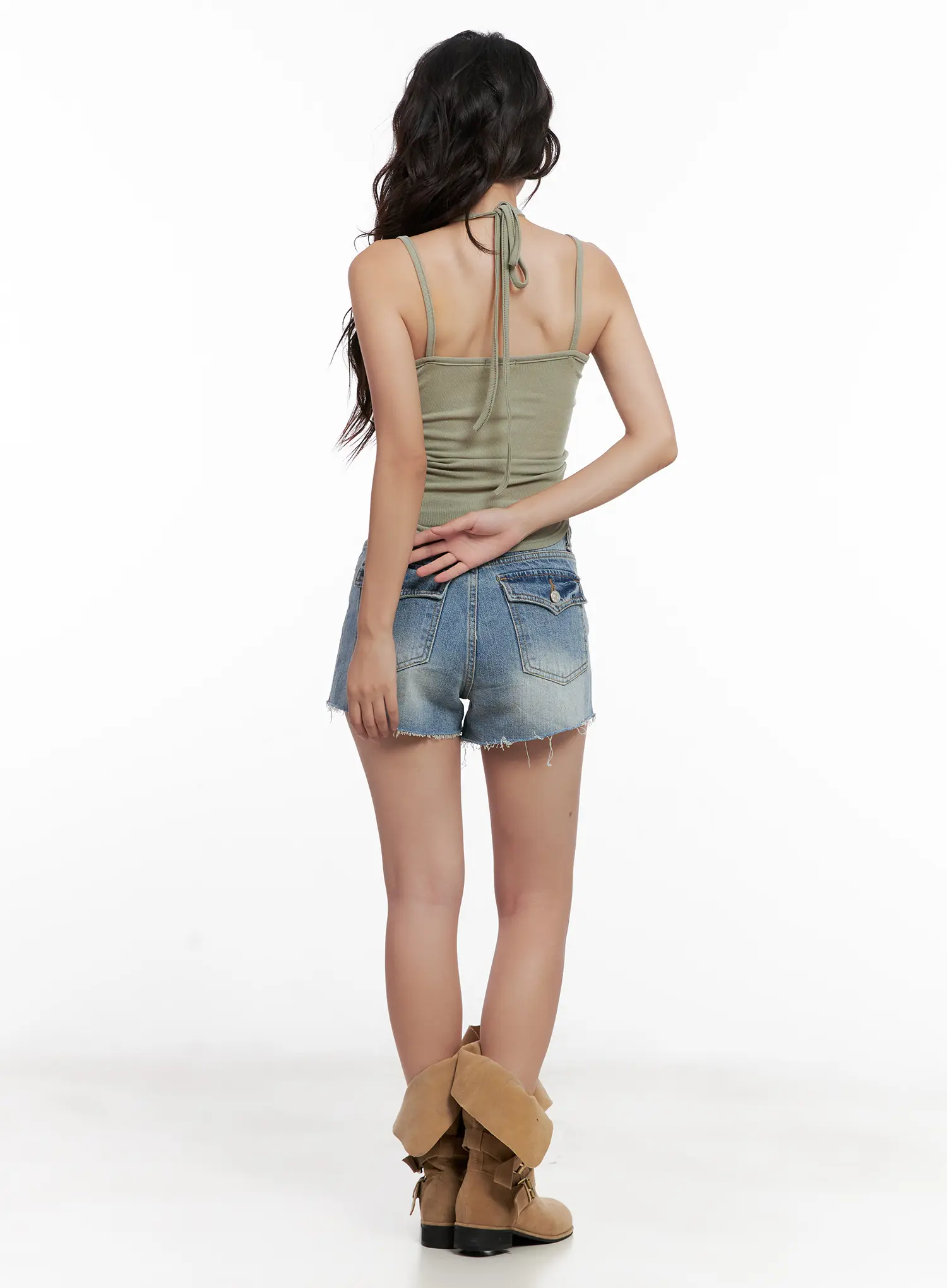 Shirred Cropped Halter Tank CL521 - Image 5
