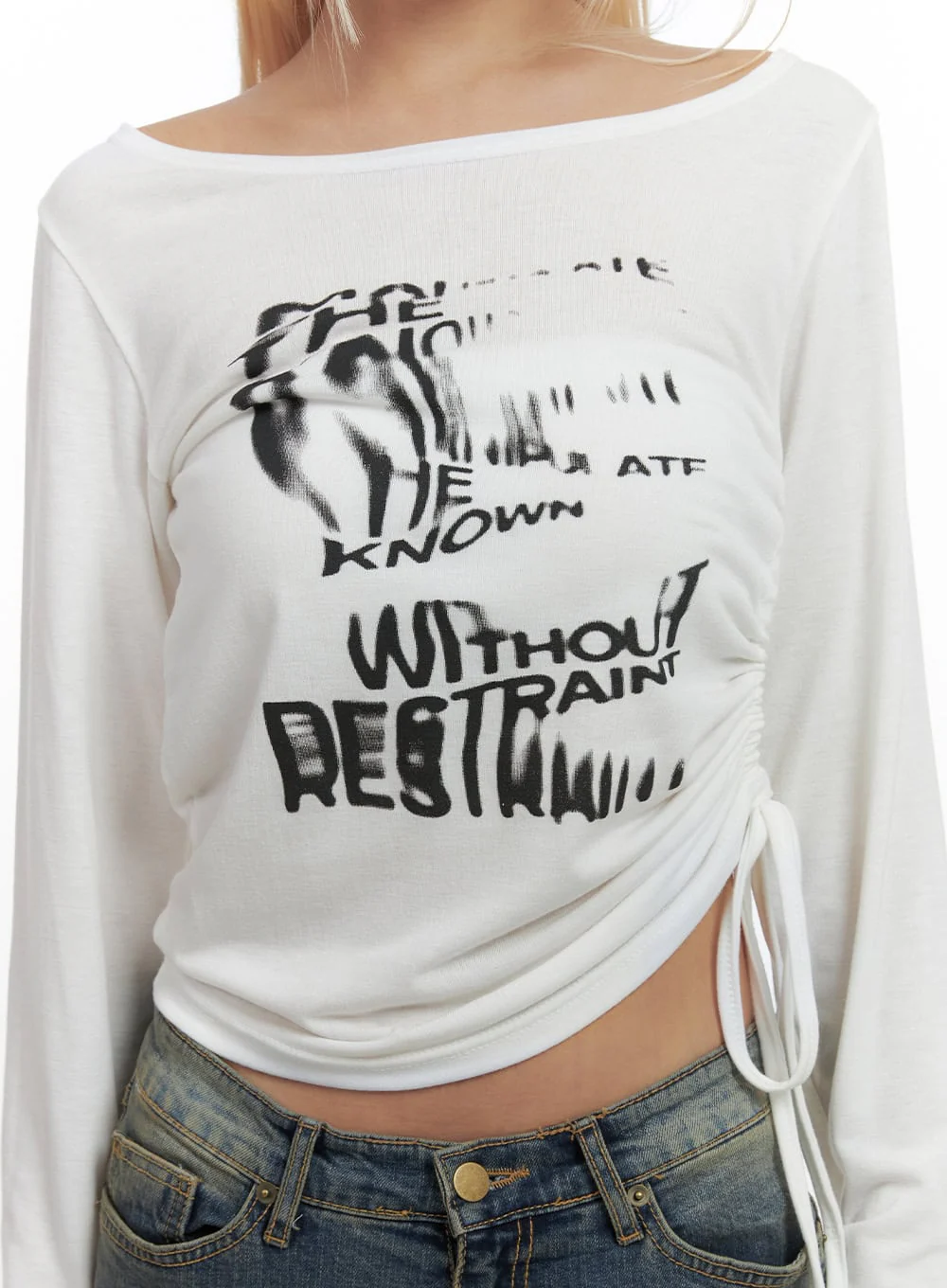 Shirred Graphic Print Long Sleeve CS426 - Image 3