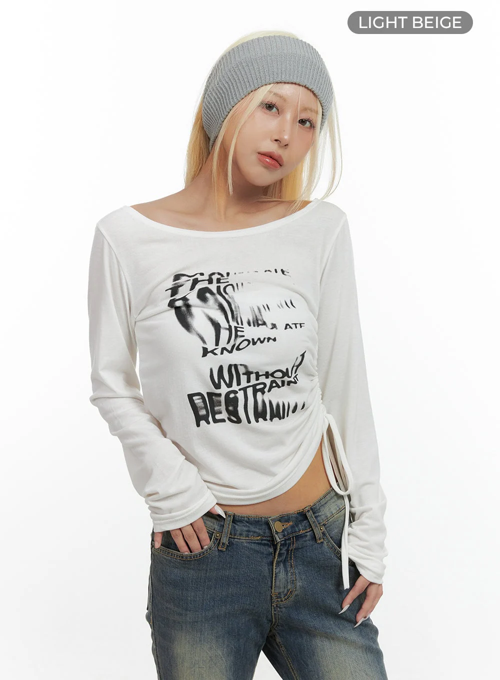 Shirred Graphic Print Long Sleeve CS426 - Image 8