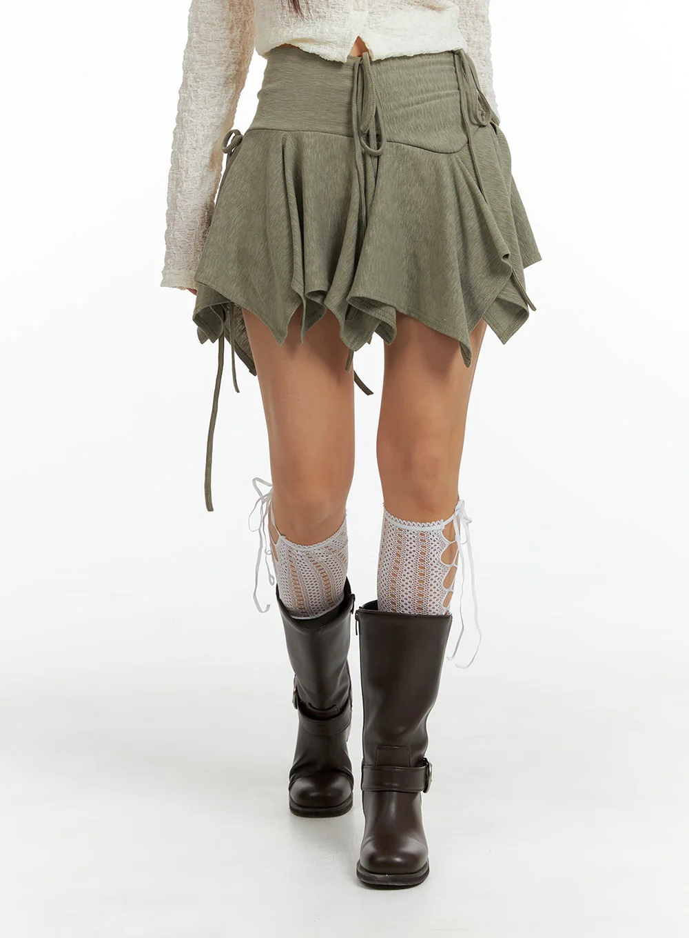 Shirred Hem Bowknot Mini Skirt CF426 - Image 2