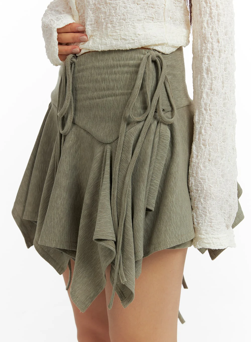 Shirred Hem Bowknot Mini Skirt CF426 - Image 4