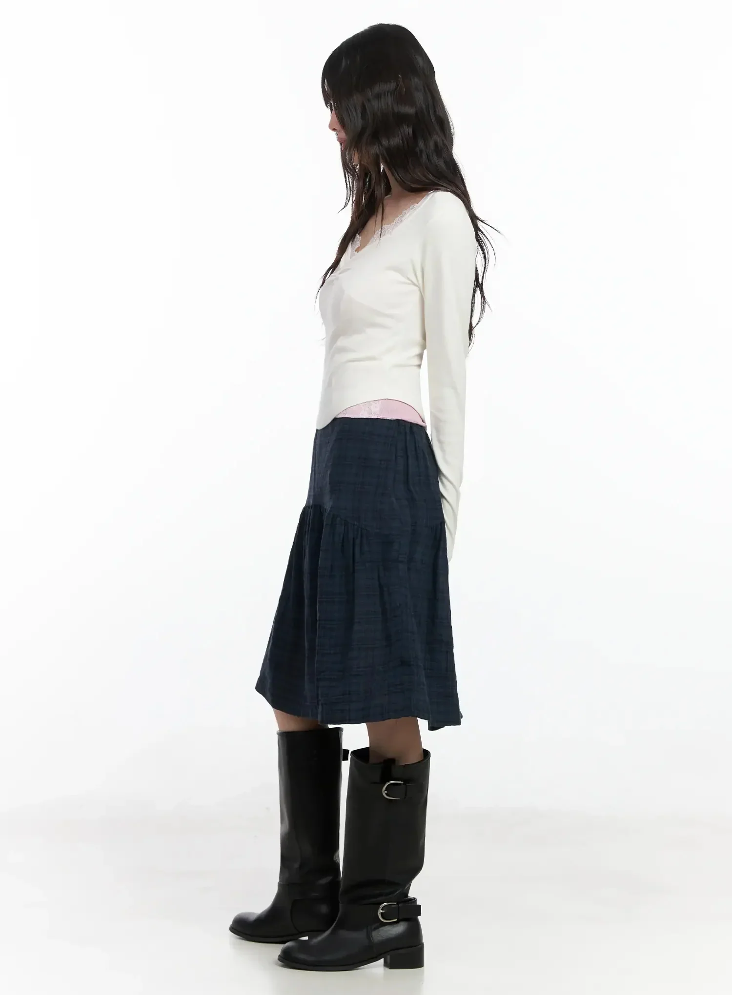 Shirred Neck Long Sleeve Top IF505 - Image 12