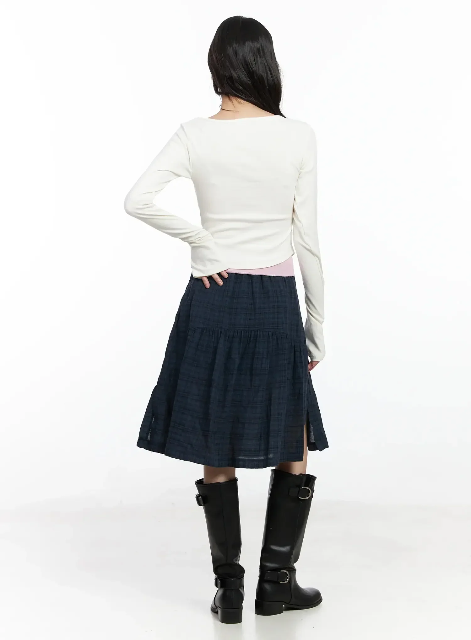 Shirred Neck Long Sleeve Top IF505 - Image 13